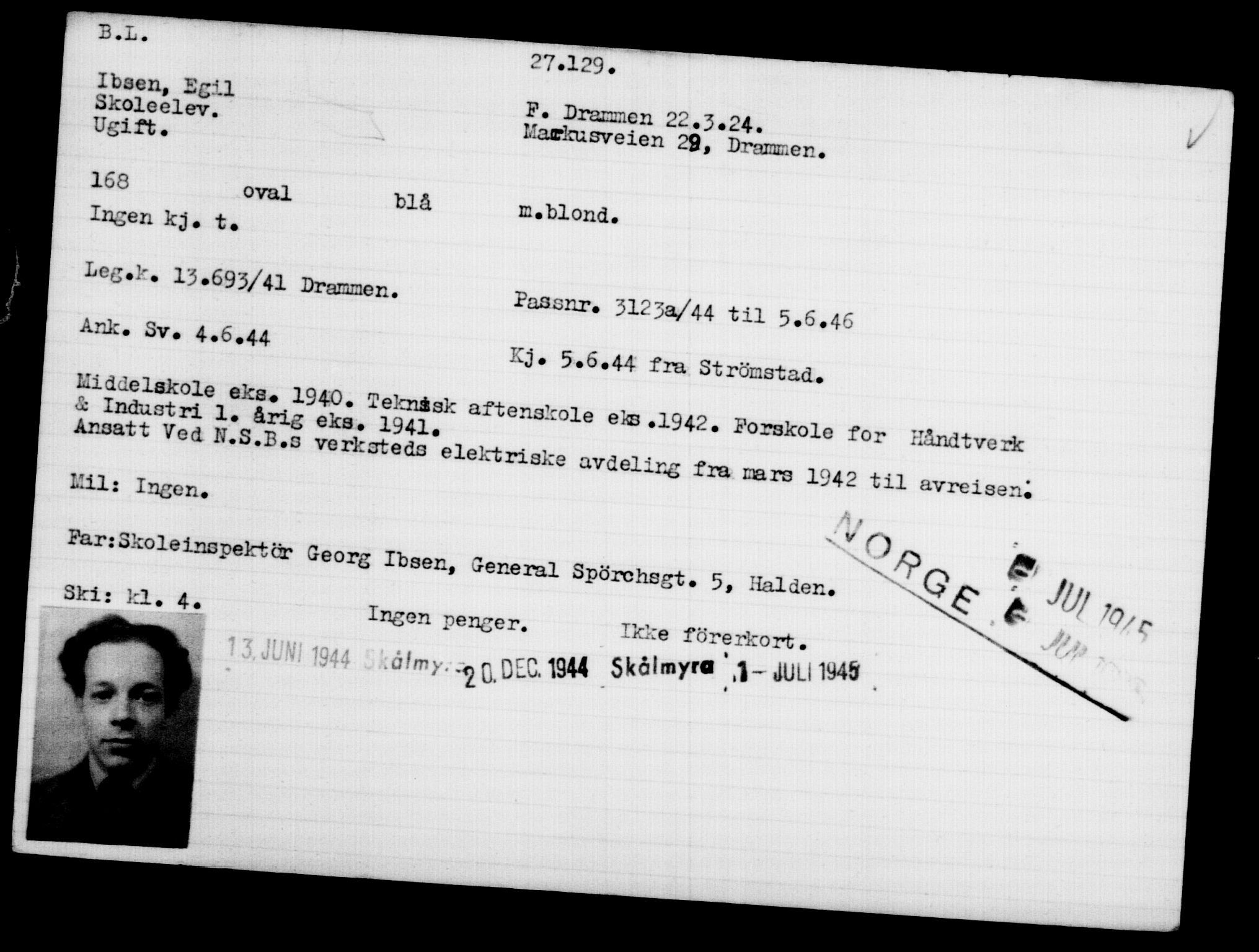 Den Kgl. Norske Legasjons Flyktningskontor, AV/RA-S-6753/V/Va/L0011: Kjesäterkartoteket.  Flyktningenr. 25300-28349, 1940-1945, p. 1930
