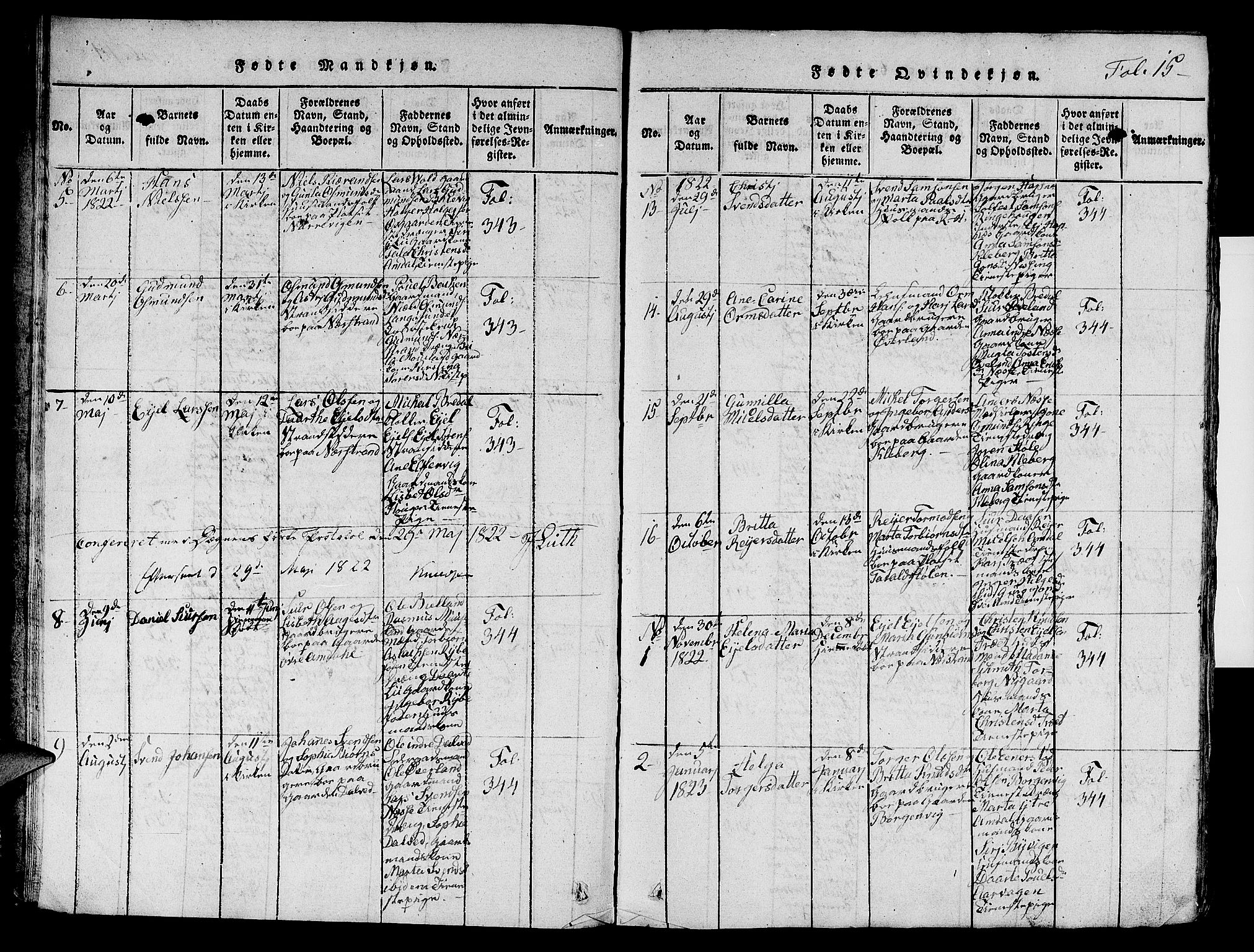 Nedstrand sokneprestkontor, AV/SAST-A-101841/01/V: Parish register (copy) no. B 1 /1, 1816-1847, p. 15