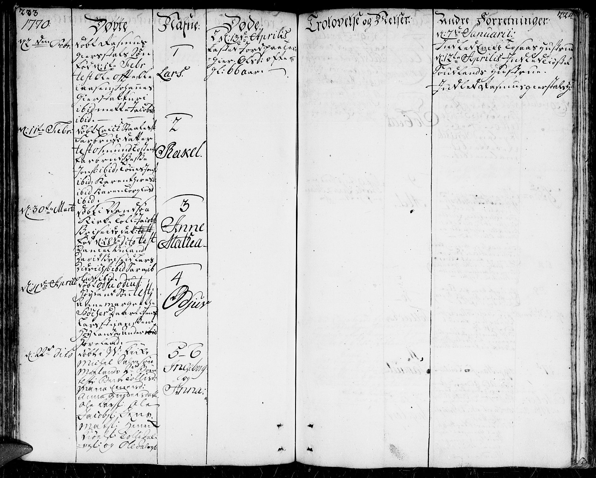 Herad sokneprestkontor, AV/SAK-1111-0018/F/Fa/Faa/L0001: Parish register (official) no. A 1 /1, 1768-1799, p. 223-224