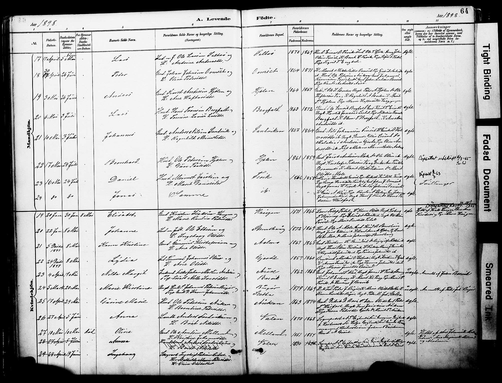 Ministerialprotokoller, klokkerbøker og fødselsregistre - Møre og Romsdal, AV/SAT-A-1454/578/L0907: Parish register (official) no. 578A06, 1887-1904, p. 64