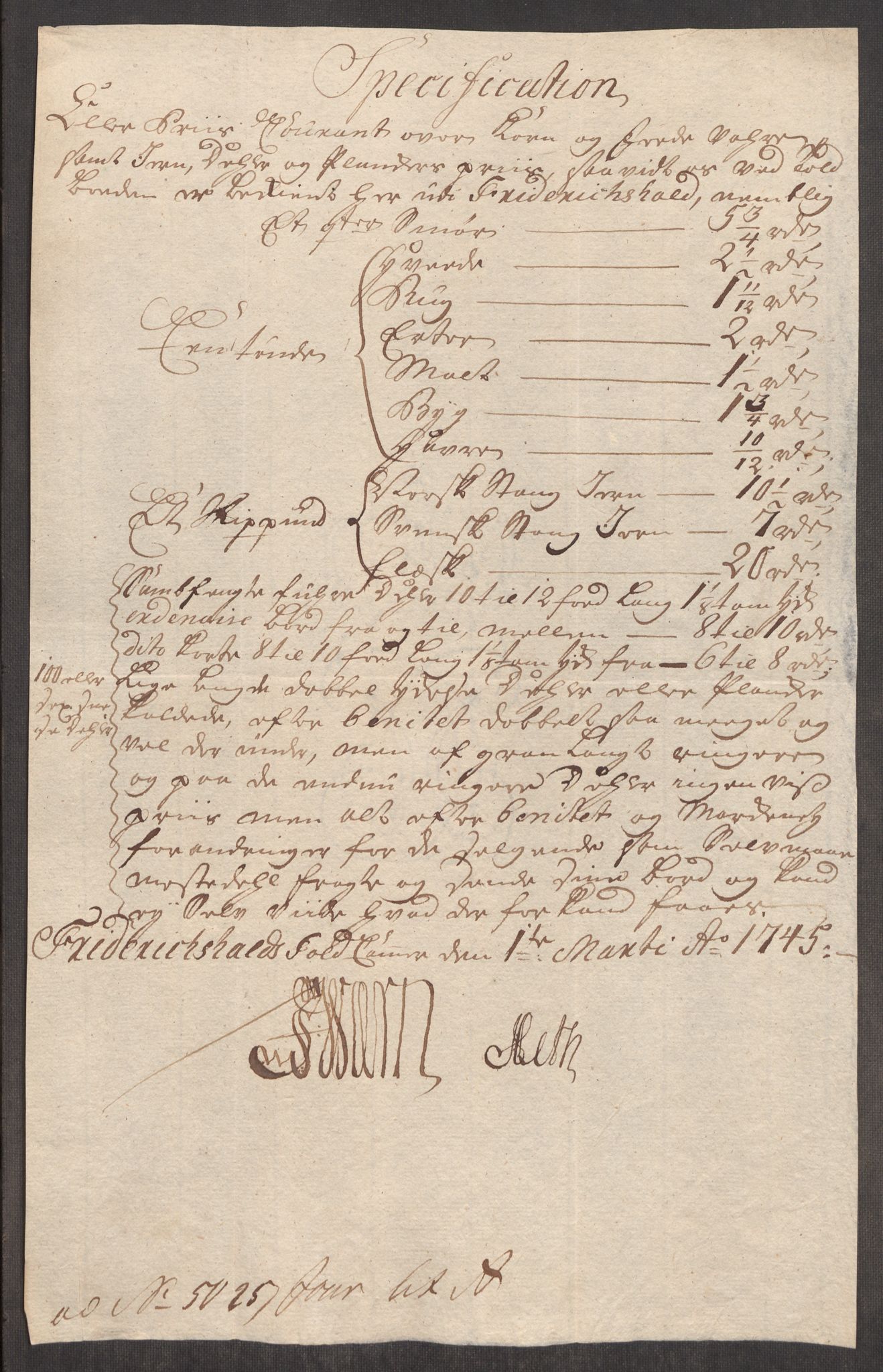Rentekammeret inntil 1814, Realistisk ordnet avdeling, RA/EA-4070/Oe/L0003: [Ø1]: Priskuranter, 1745-1748, p. 7