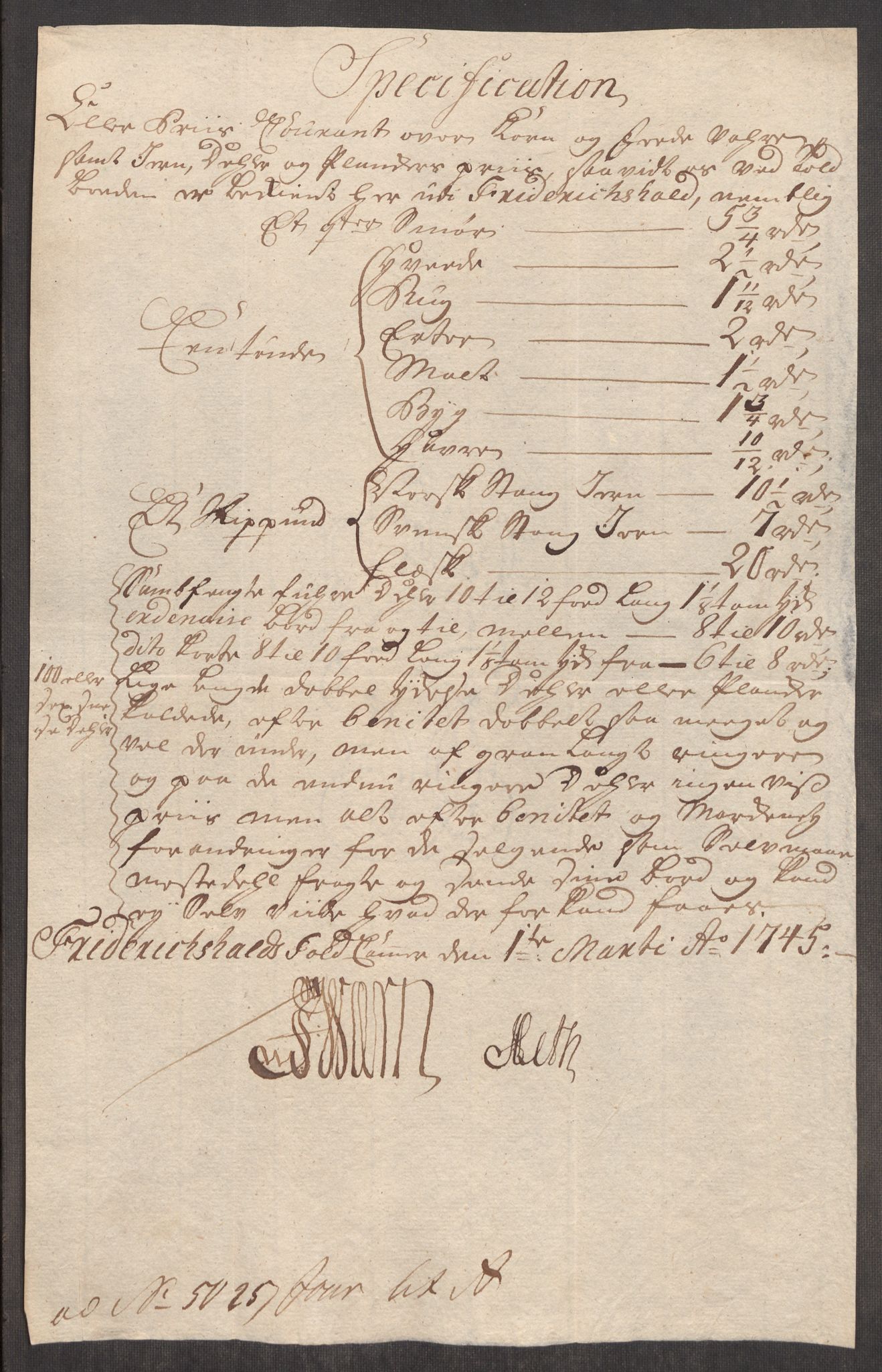 Rentekammeret inntil 1814, Realistisk ordnet avdeling, AV/RA-EA-4070/Oe/L0003: [Ø1]: Priskuranter, 1745-1748, p. 7