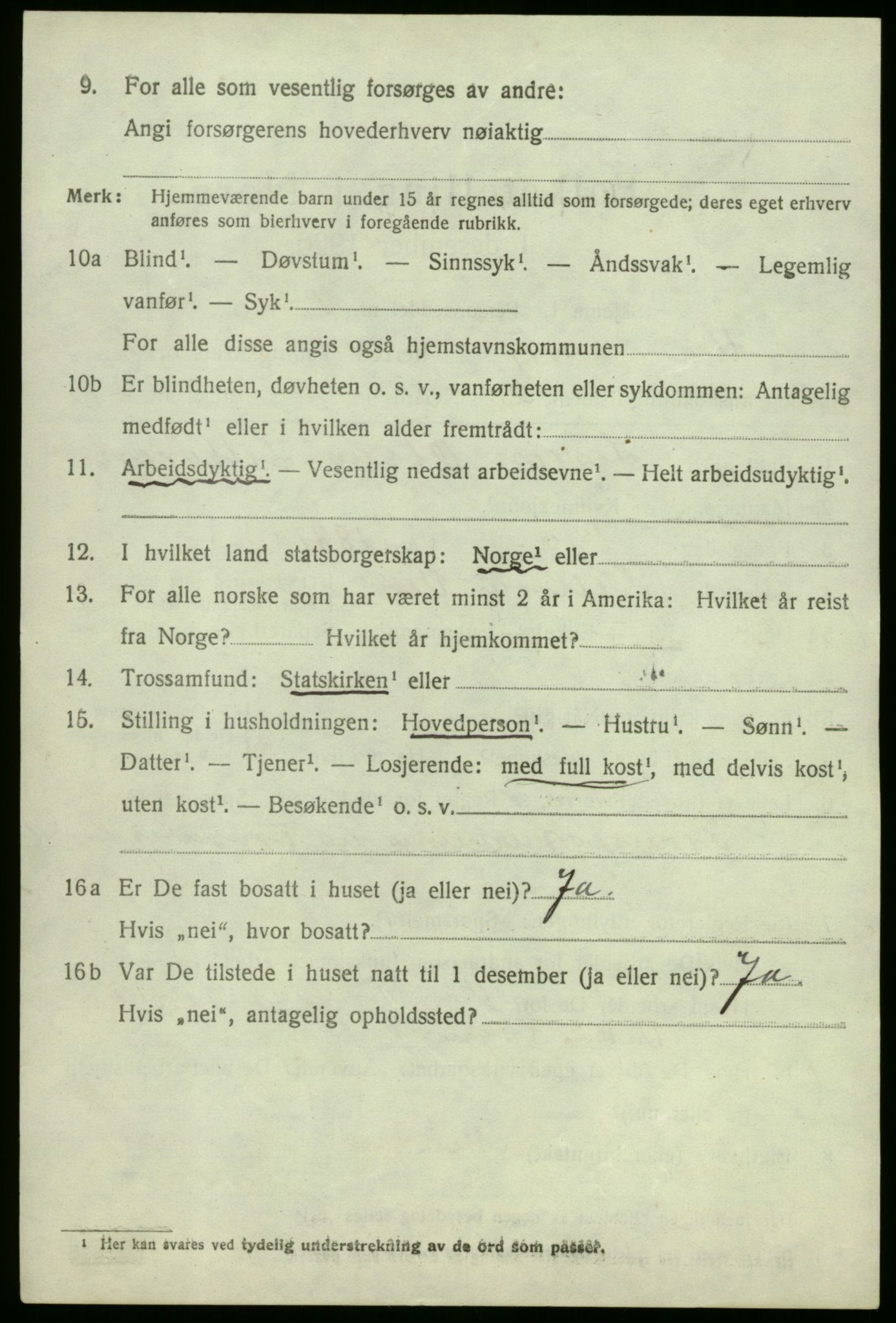 SAB, 1920 census for Vik, 1920, p. 1310