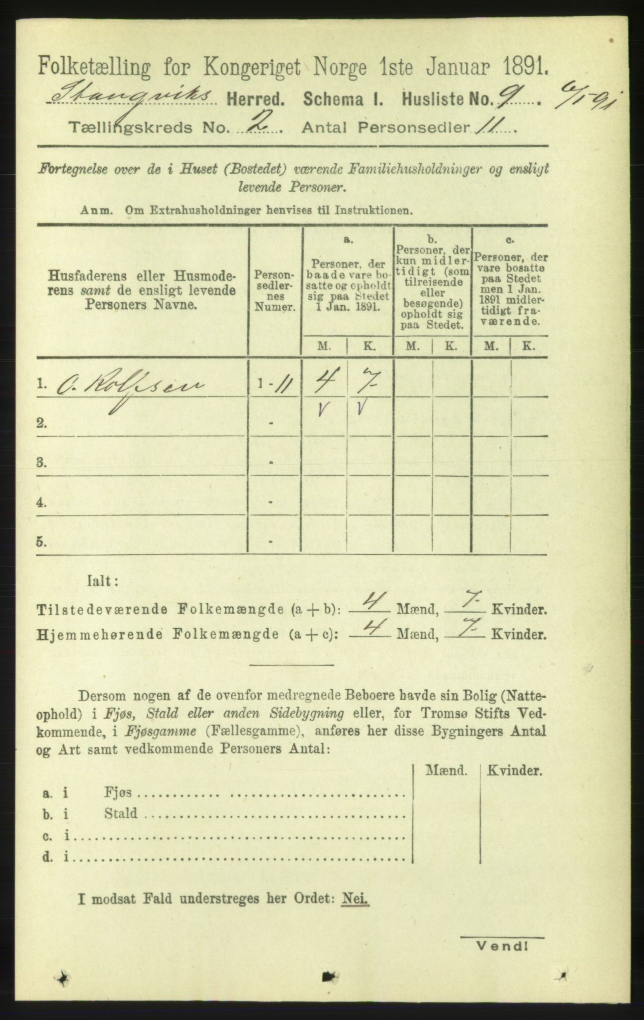 RA, 1891 census for 1564 Stangvik, 1891, p. 594