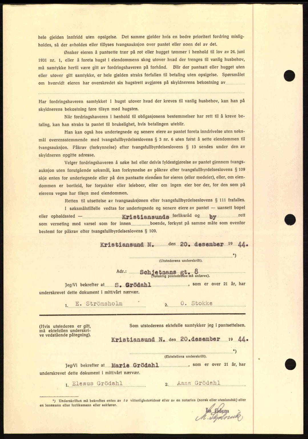 Kristiansund byfogd, SAT/A-4587/A/27: Mortgage book no. 37-38, 1943-1945, Diary no: : 90/1945
