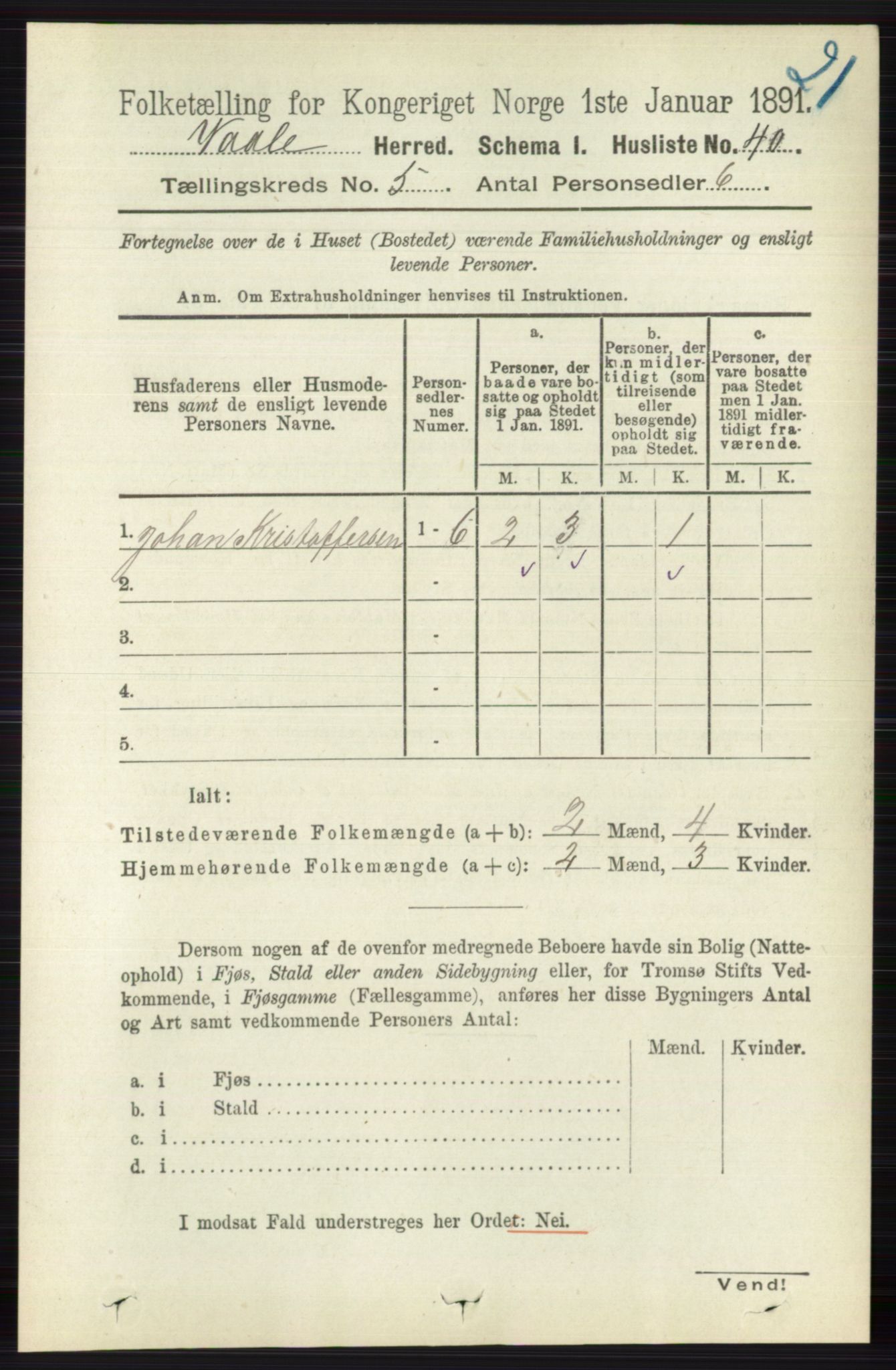 RA, 1891 census for 0716 Våle, 1891, p. 1341