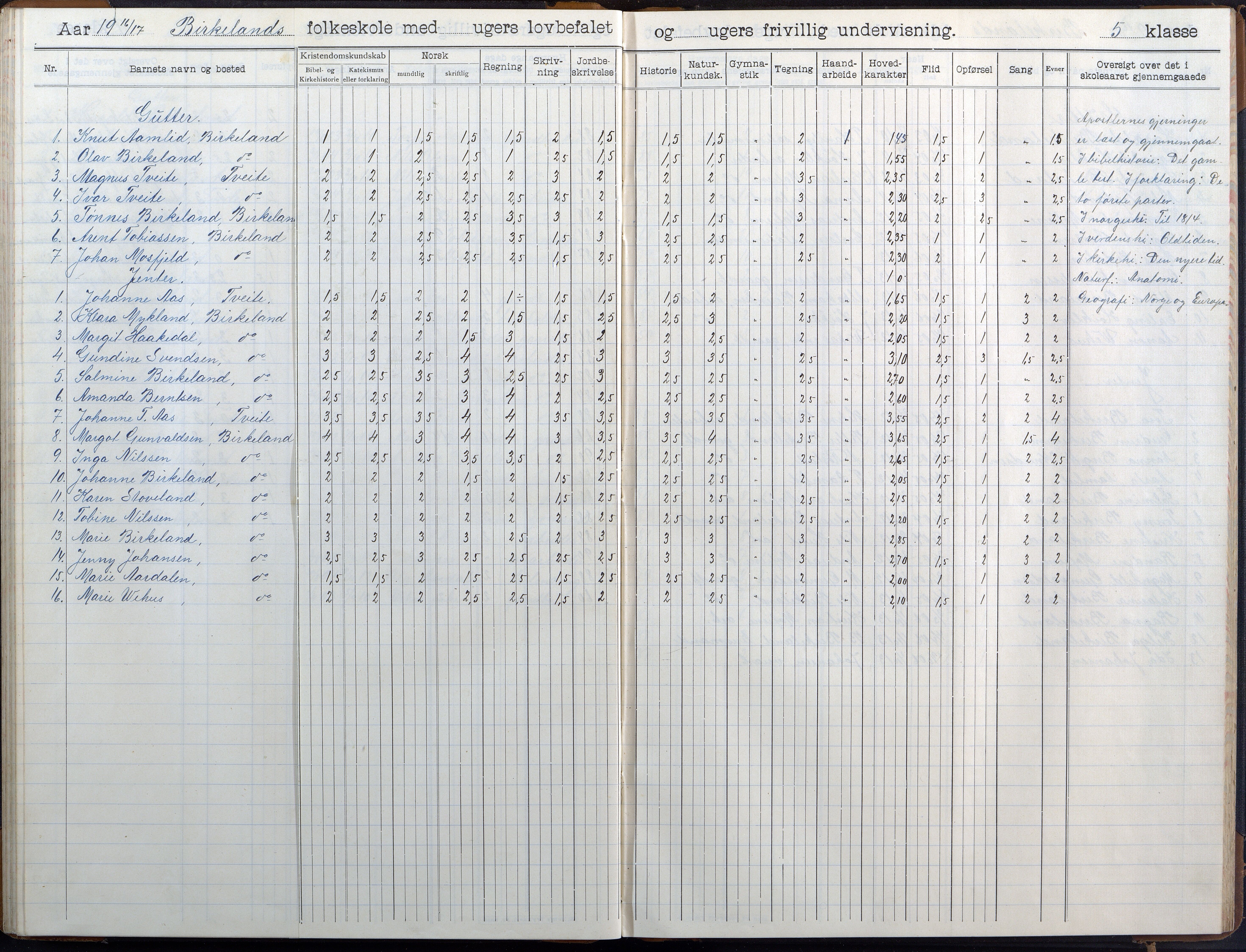 Birkenes kommune, Birkenes krets/Birkeland folkeskole frem til 1991, AAKS/KA0928-550a_91/F02/L0007: Skoleprotokoll, 1907-1931