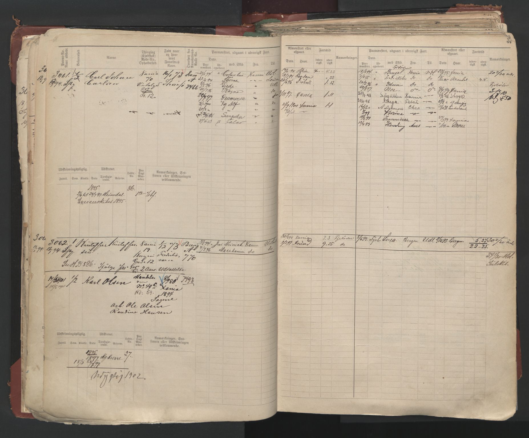 Oslo sjømannskontor, AV/SAO-A-10595/F/Fc/L0003: Hovedrulle, 1893, p. 36b-37a