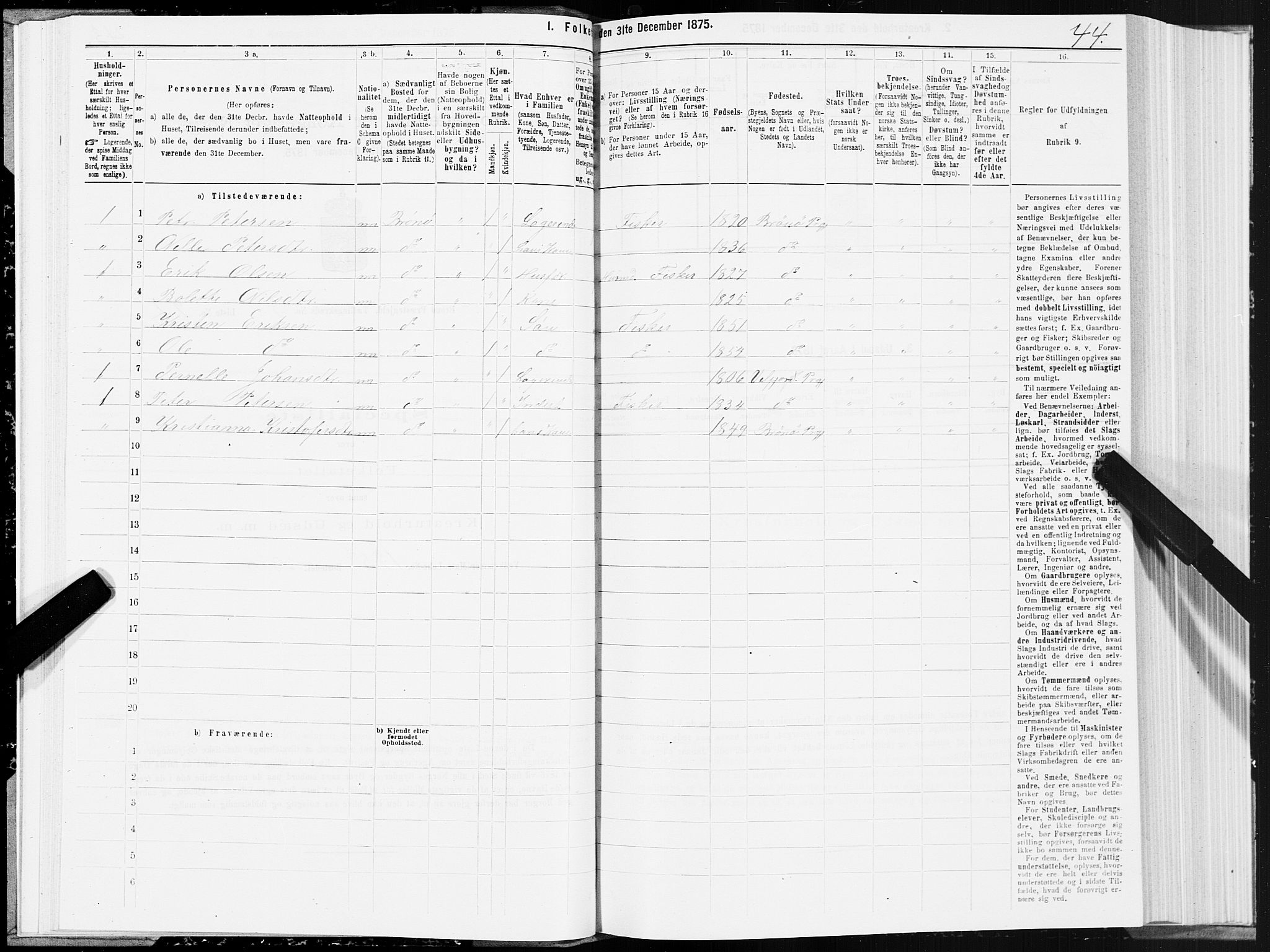 SAT, 1875 census for 1814P Brønnøy, 1875, p. 3044