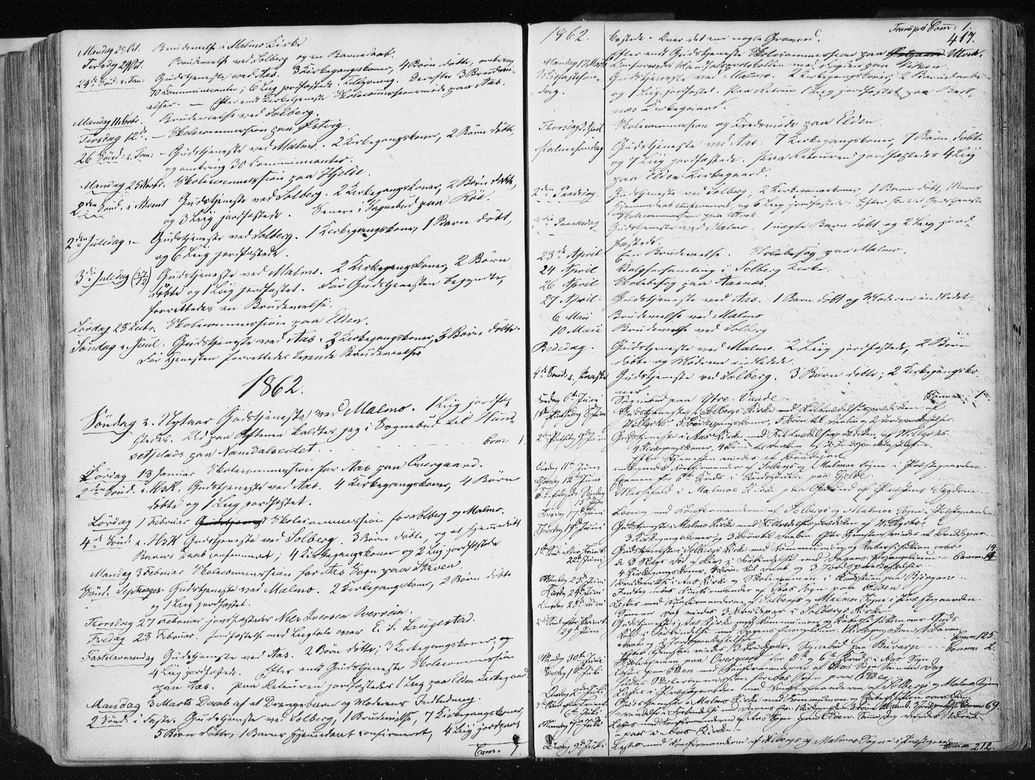 Ministerialprotokoller, klokkerbøker og fødselsregistre - Nord-Trøndelag, SAT/A-1458/741/L0393: Parish register (official) no. 741A07, 1849-1863, p. 417