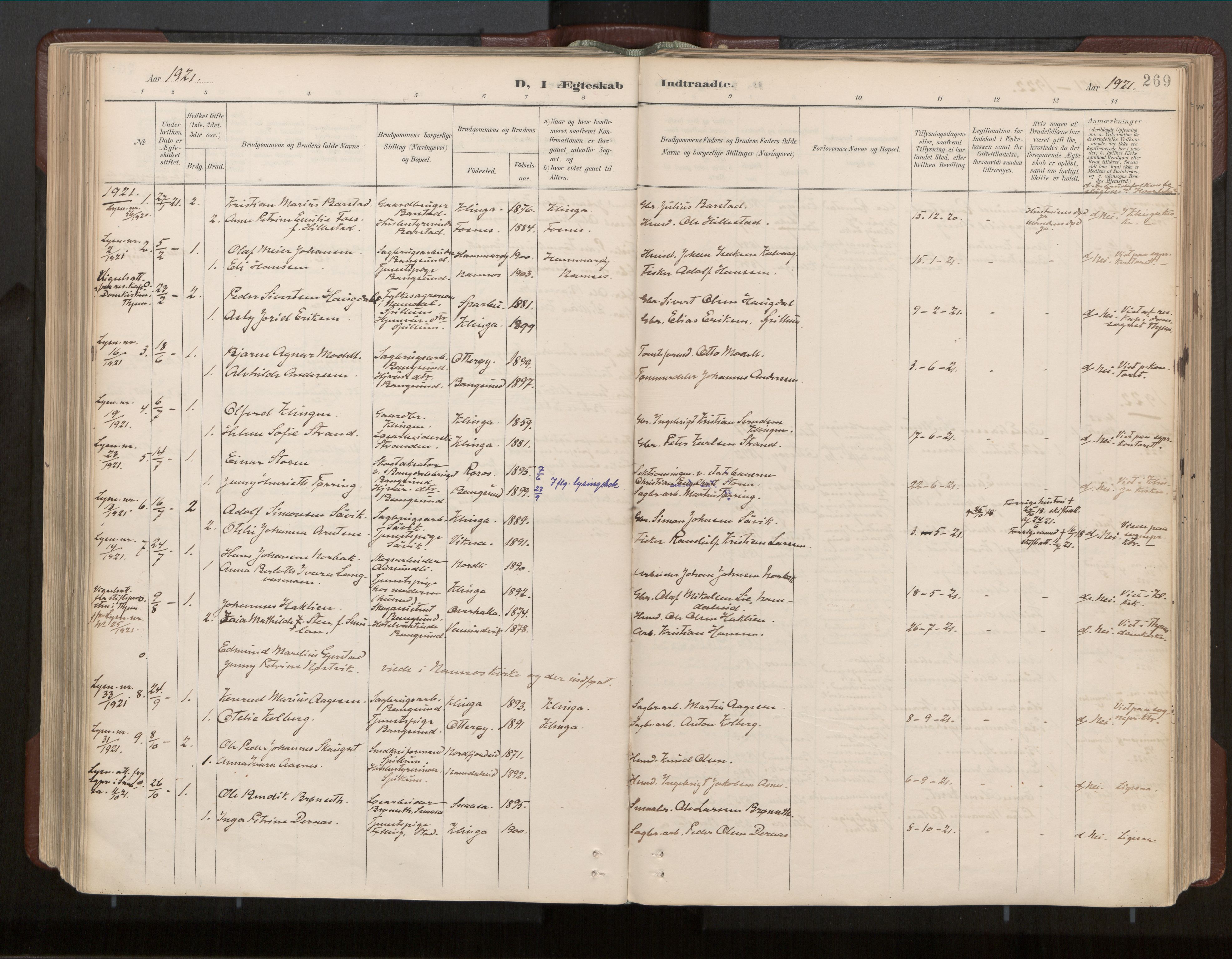 Ministerialprotokoller, klokkerbøker og fødselsregistre - Nord-Trøndelag, SAT/A-1458/770/L0589: Parish register (official) no. 770A03, 1887-1929, p. 269
