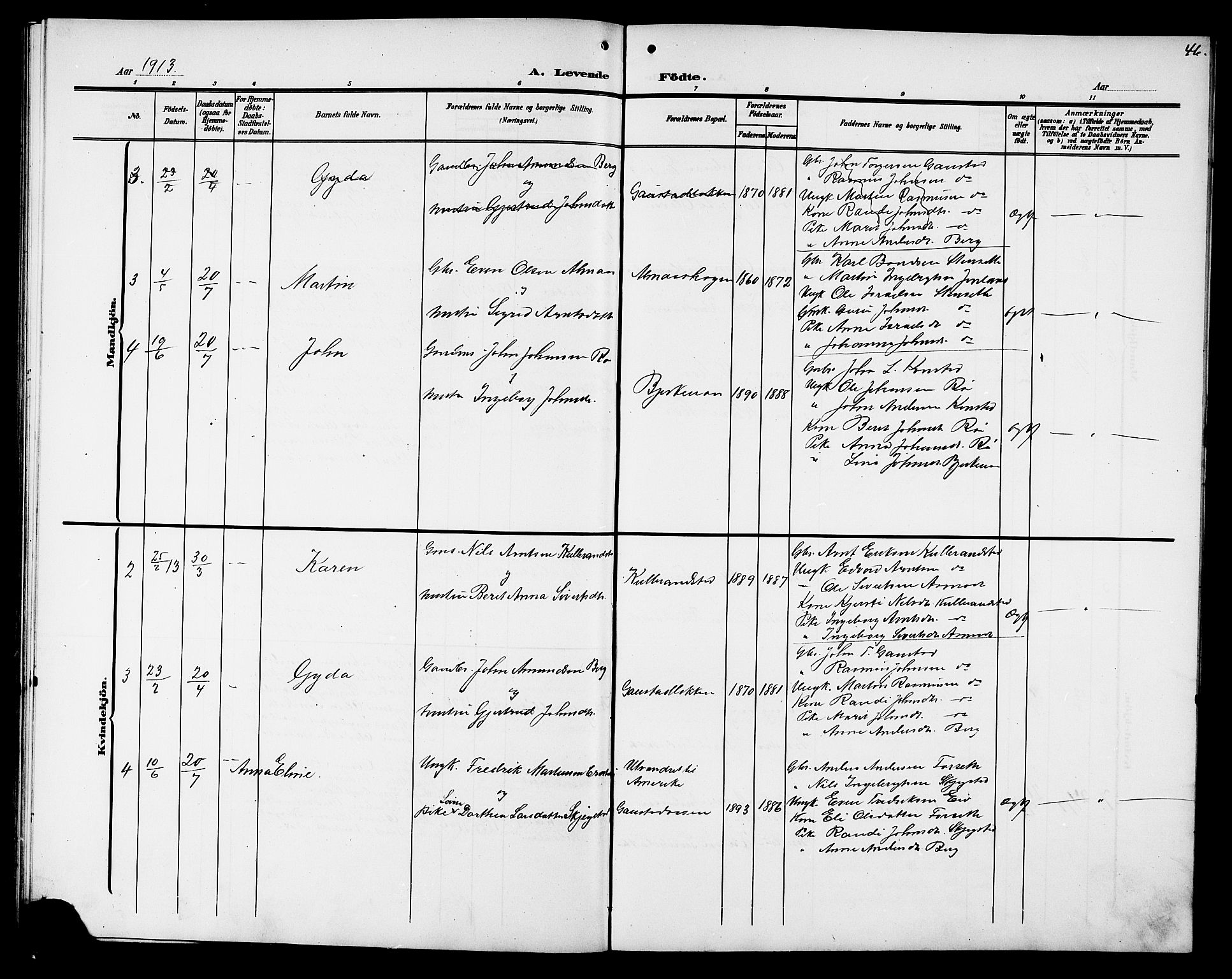 Ministerialprotokoller, klokkerbøker og fødselsregistre - Sør-Trøndelag, SAT/A-1456/694/L1133: Parish register (copy) no. 694C05, 1901-1914, p. 46