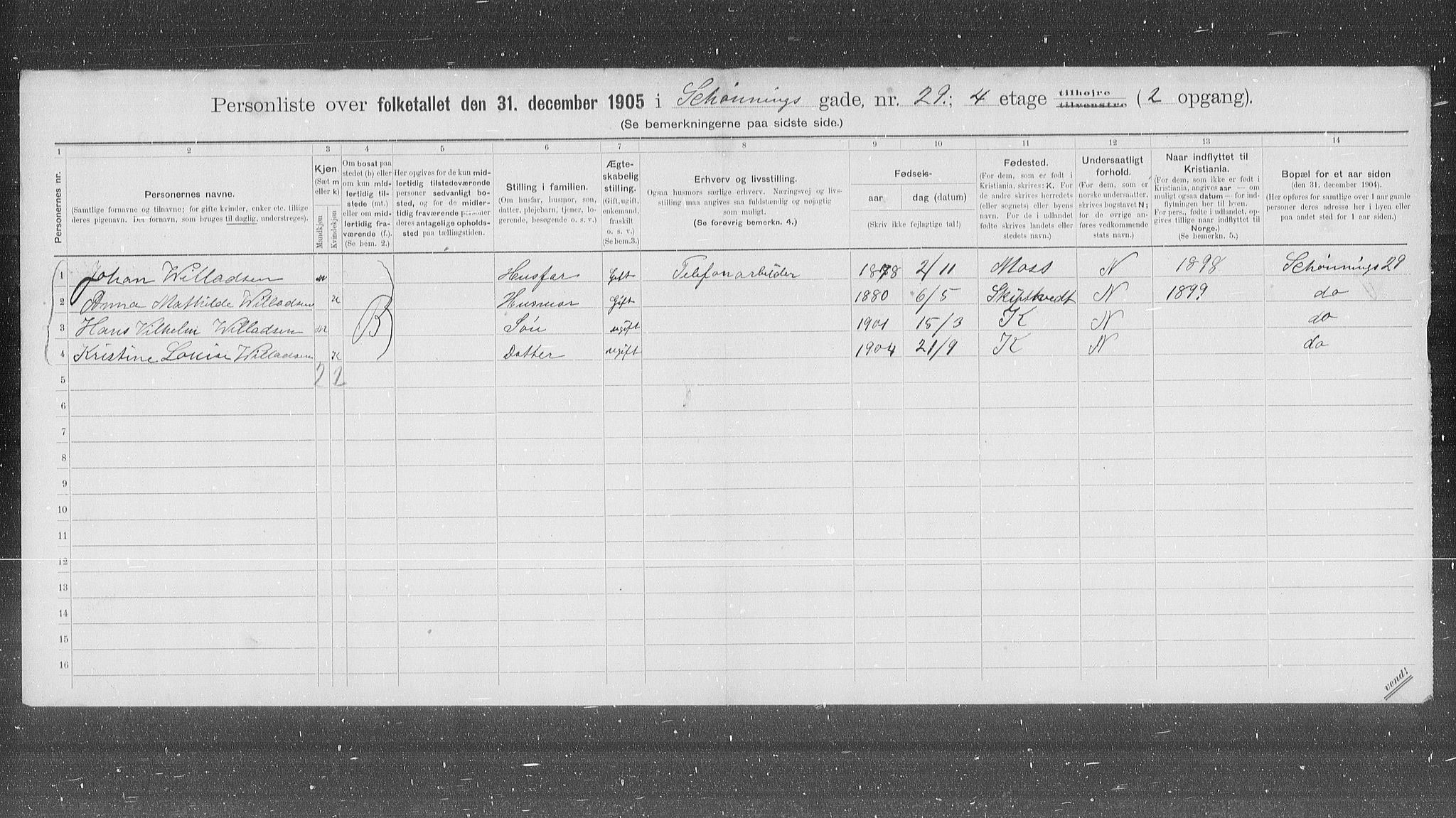 OBA, Municipal Census 1905 for Kristiania, 1905, p. 48687