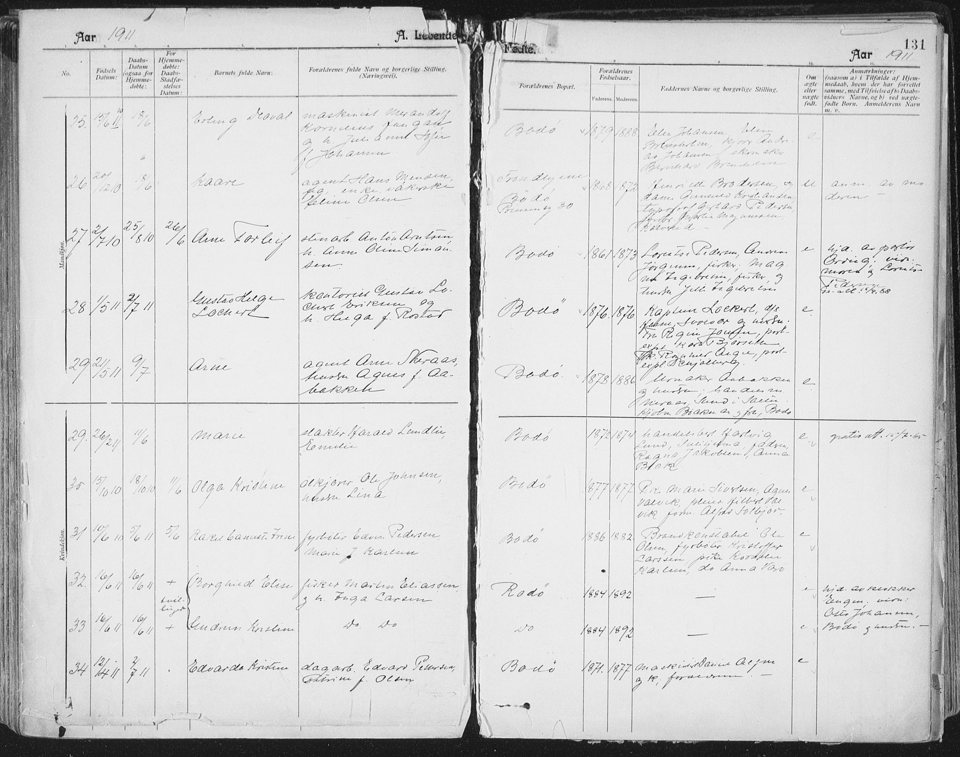 Ministerialprotokoller, klokkerbøker og fødselsregistre - Nordland, AV/SAT-A-1459/801/L0011: Parish register (official) no. 801A11, 1900-1916, p. 131