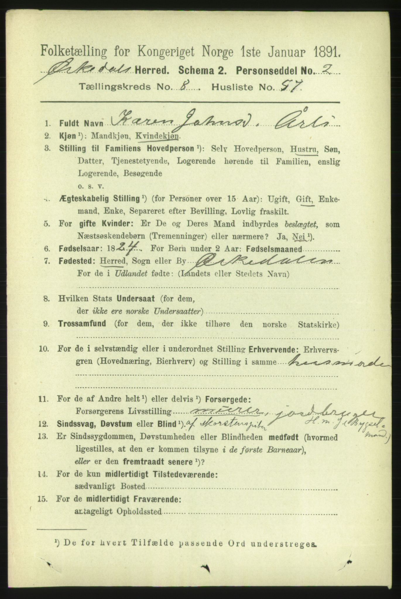 RA, 1891 census for 1638 Orkdal, 1891, p. 4214