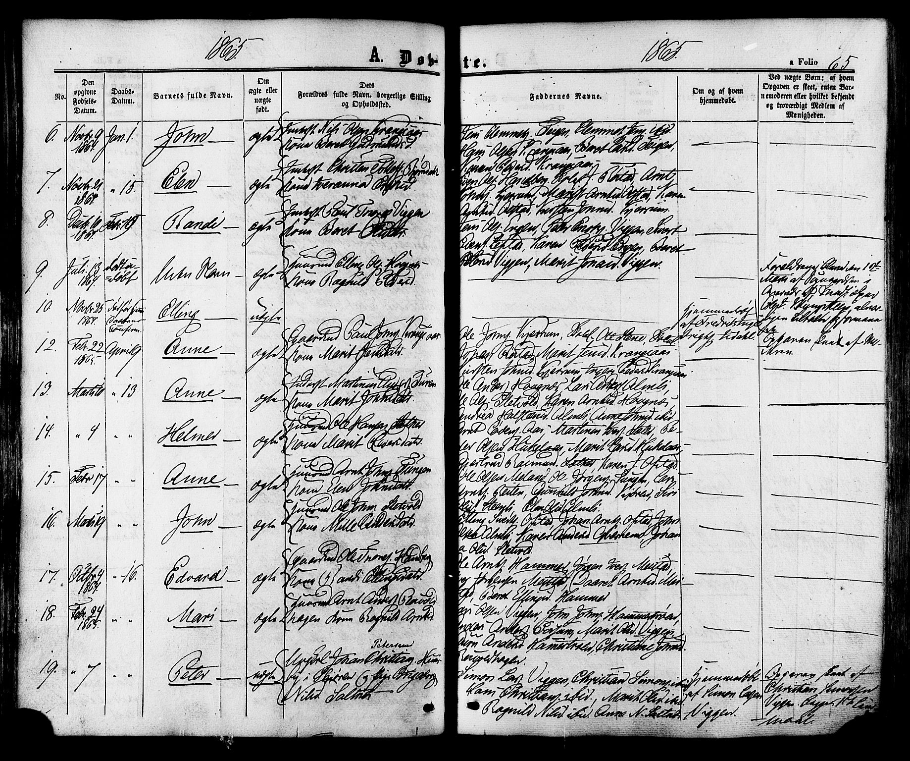 Ministerialprotokoller, klokkerbøker og fødselsregistre - Sør-Trøndelag, SAT/A-1456/665/L0772: Parish register (official) no. 665A07, 1856-1878, p. 65