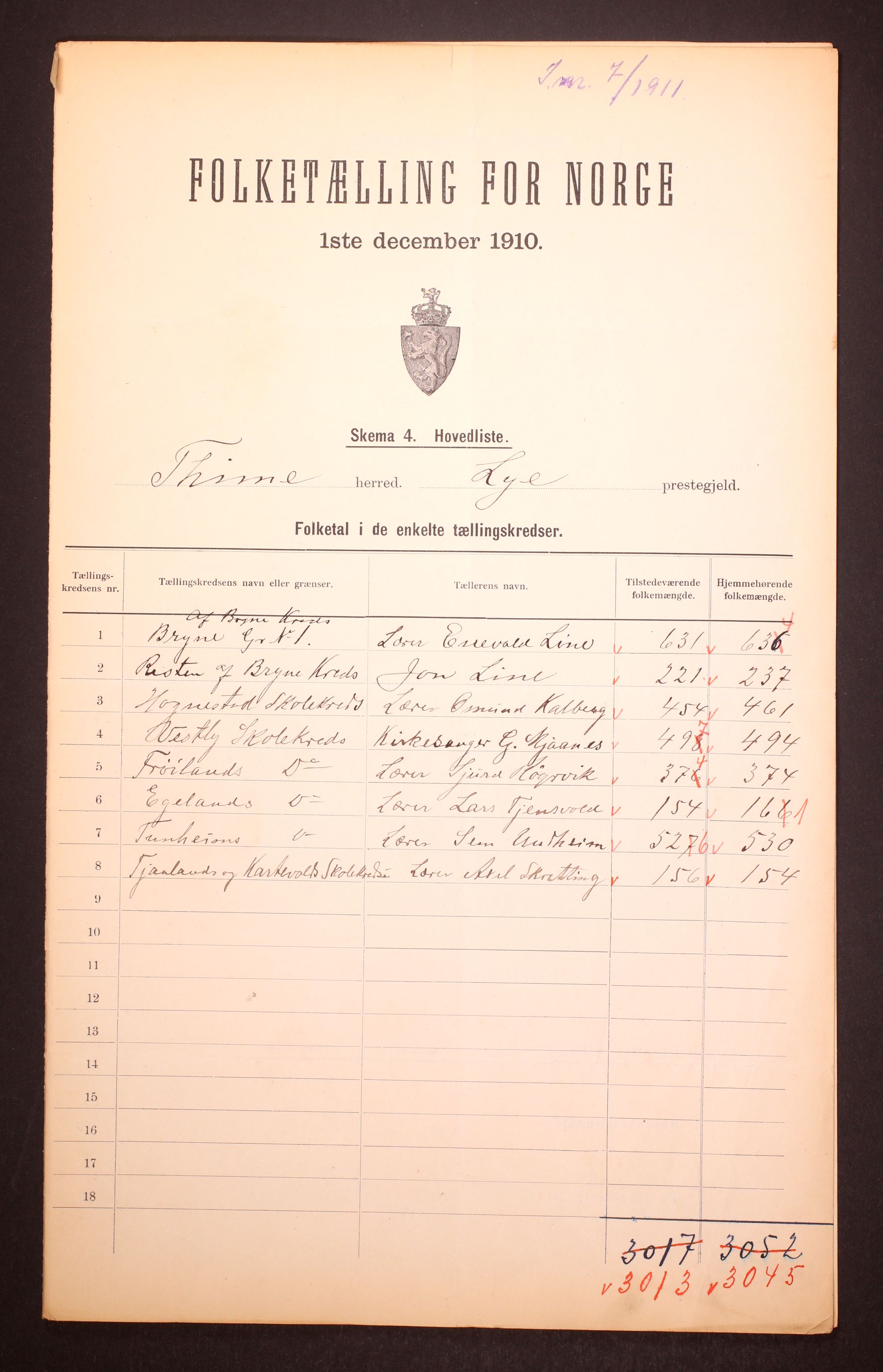 RA, 1910 census for Time, 1910, p. 2