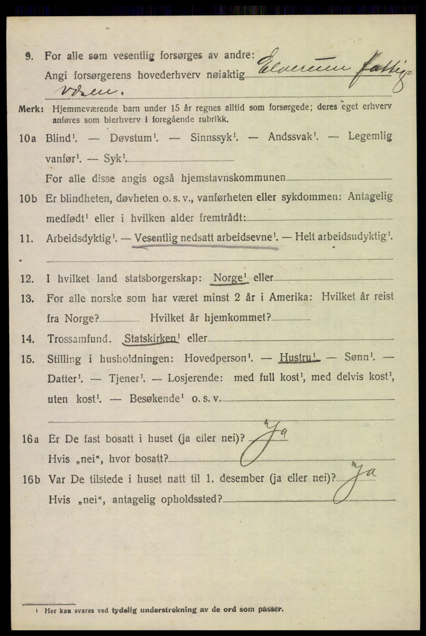 SAH, 1920 census for Elverum, 1920, p. 7485