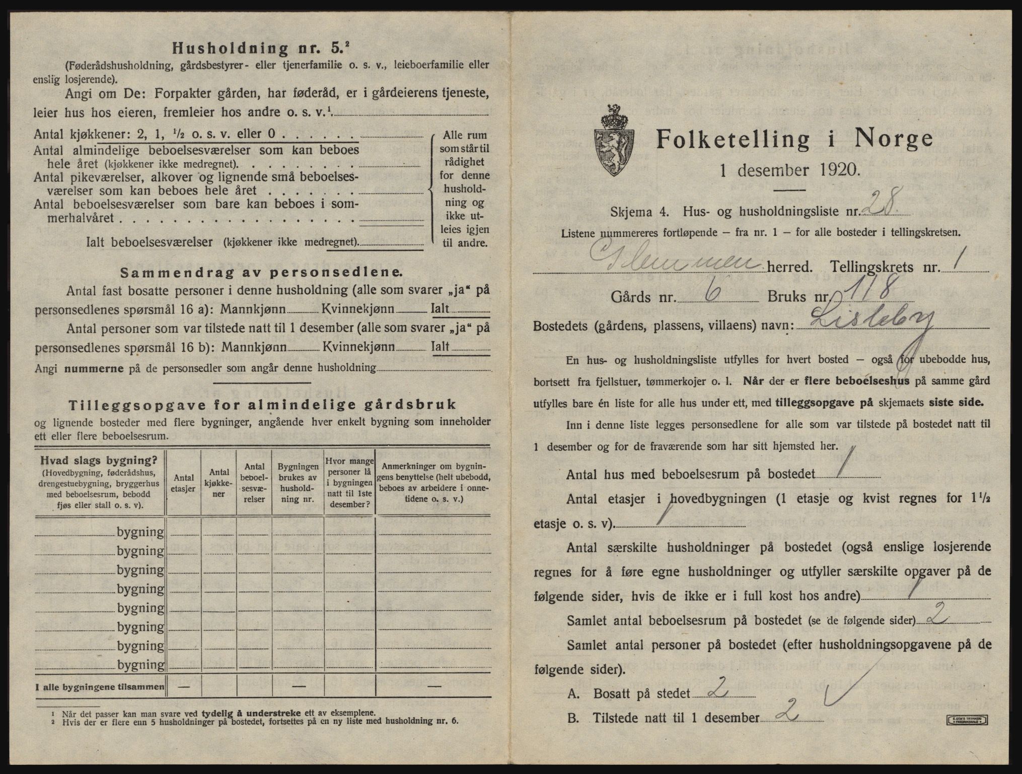 SAO, 1920 census for Glemmen, 1920, p. 117