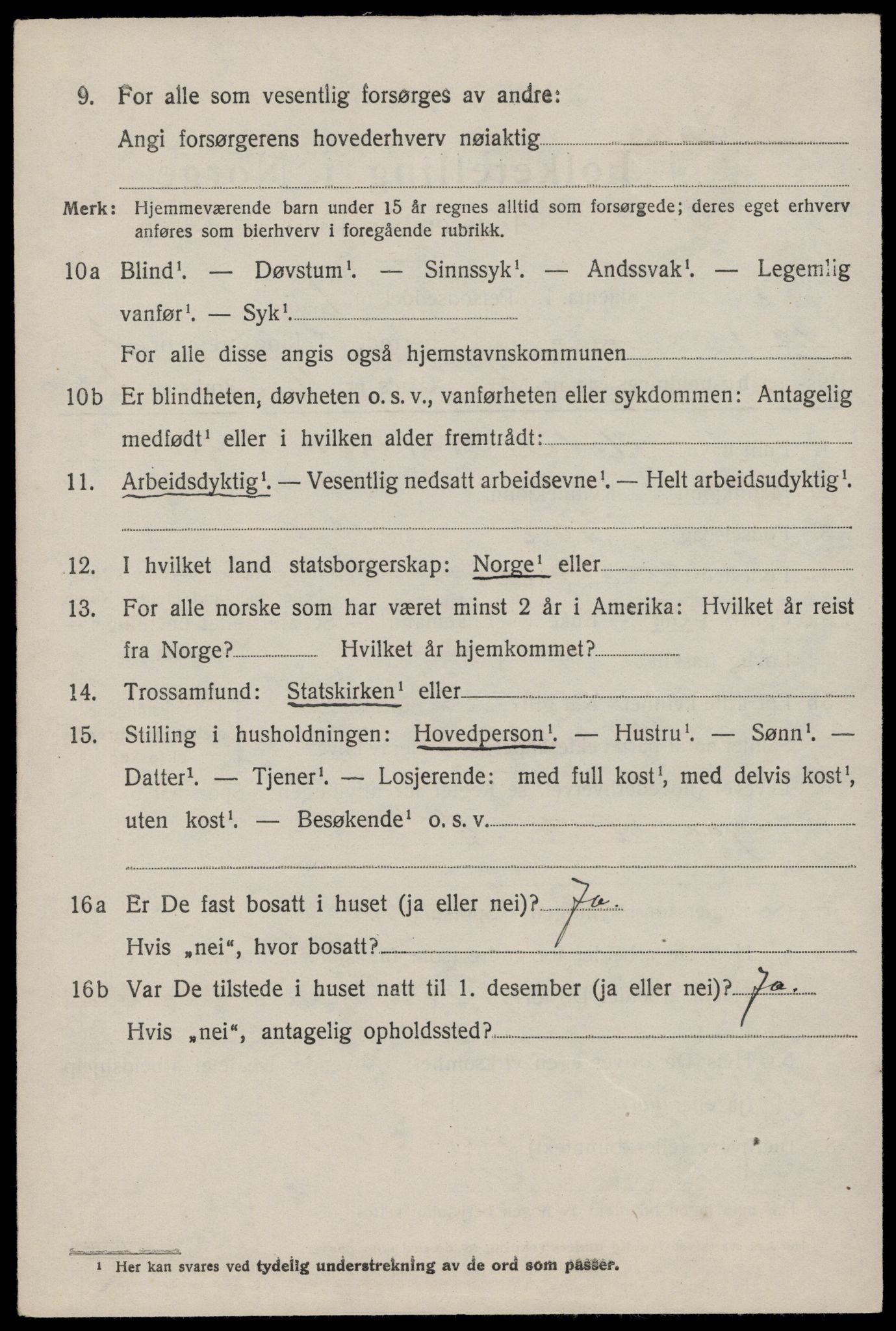 SAST, 1920 census for Torvastad, 1920, p. 1997