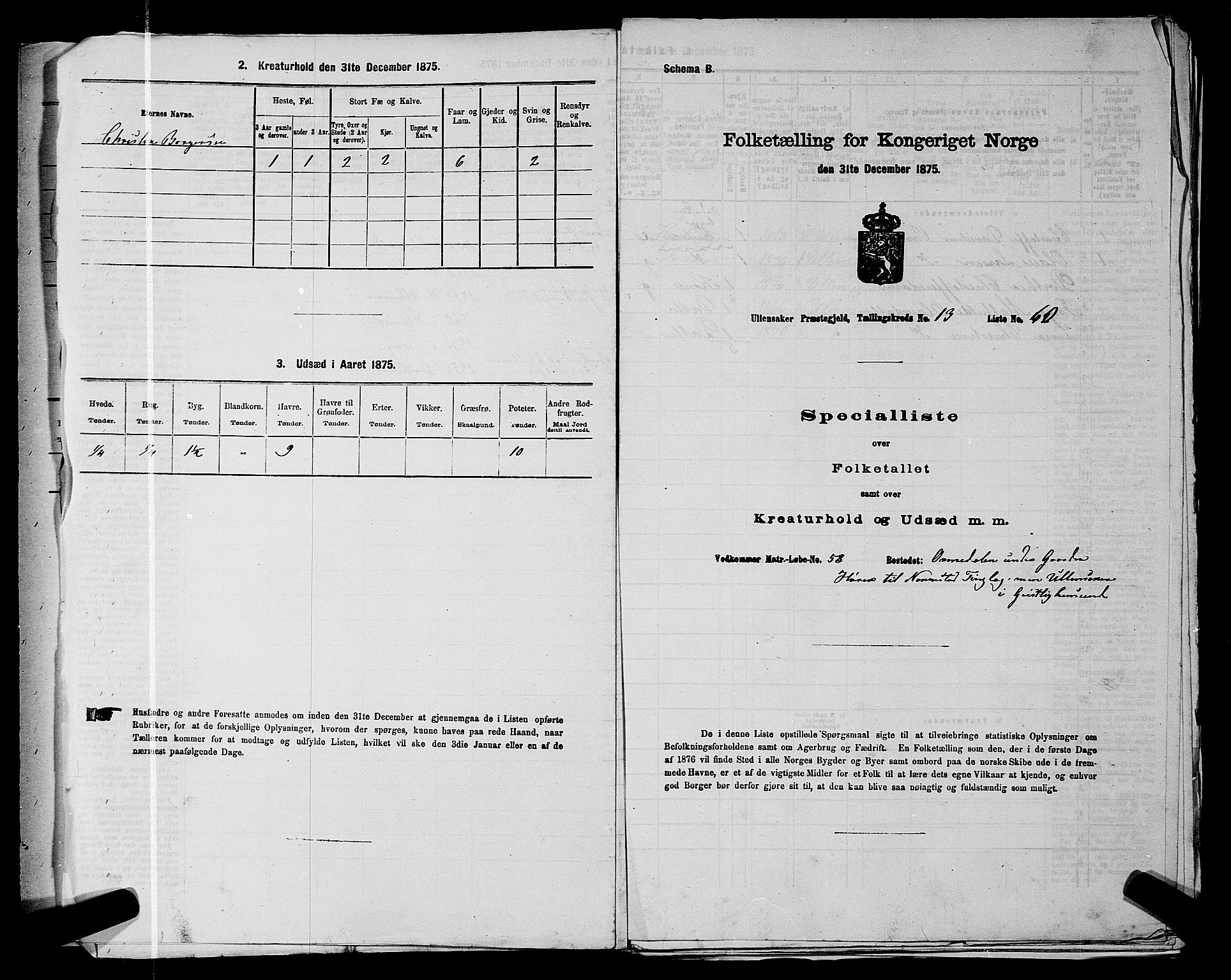 RA, 1875 census for 0235P Ullensaker, 1875, p. 1863