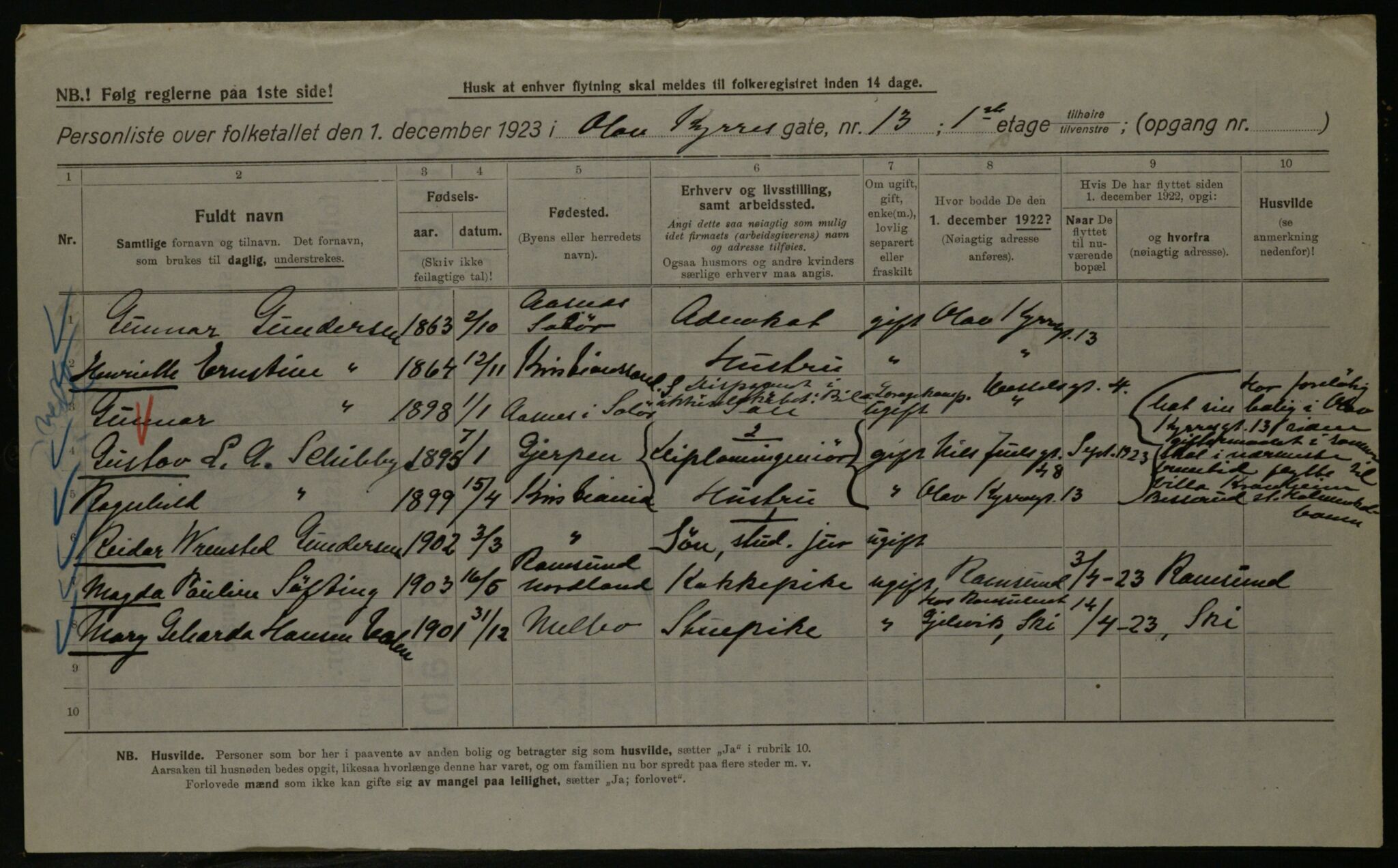 OBA, Municipal Census 1923 for Kristiania, 1923, p. 82805