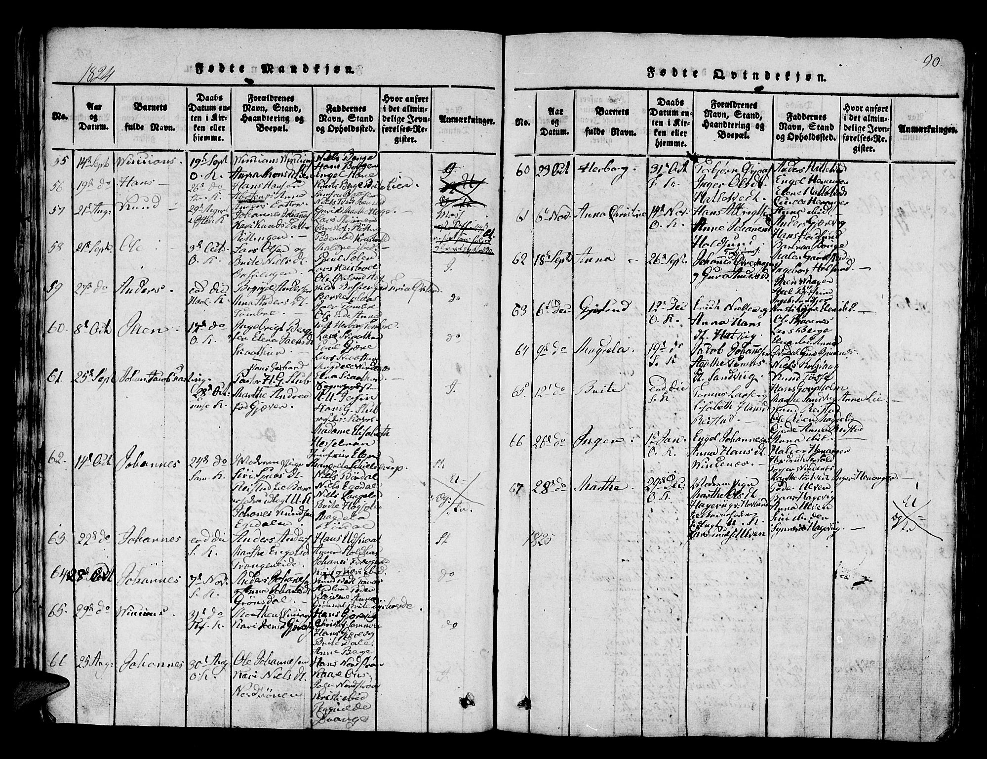 Os sokneprestembete, SAB/A-99929: Parish register (official) no. A 12, 1816-1825, p. 90