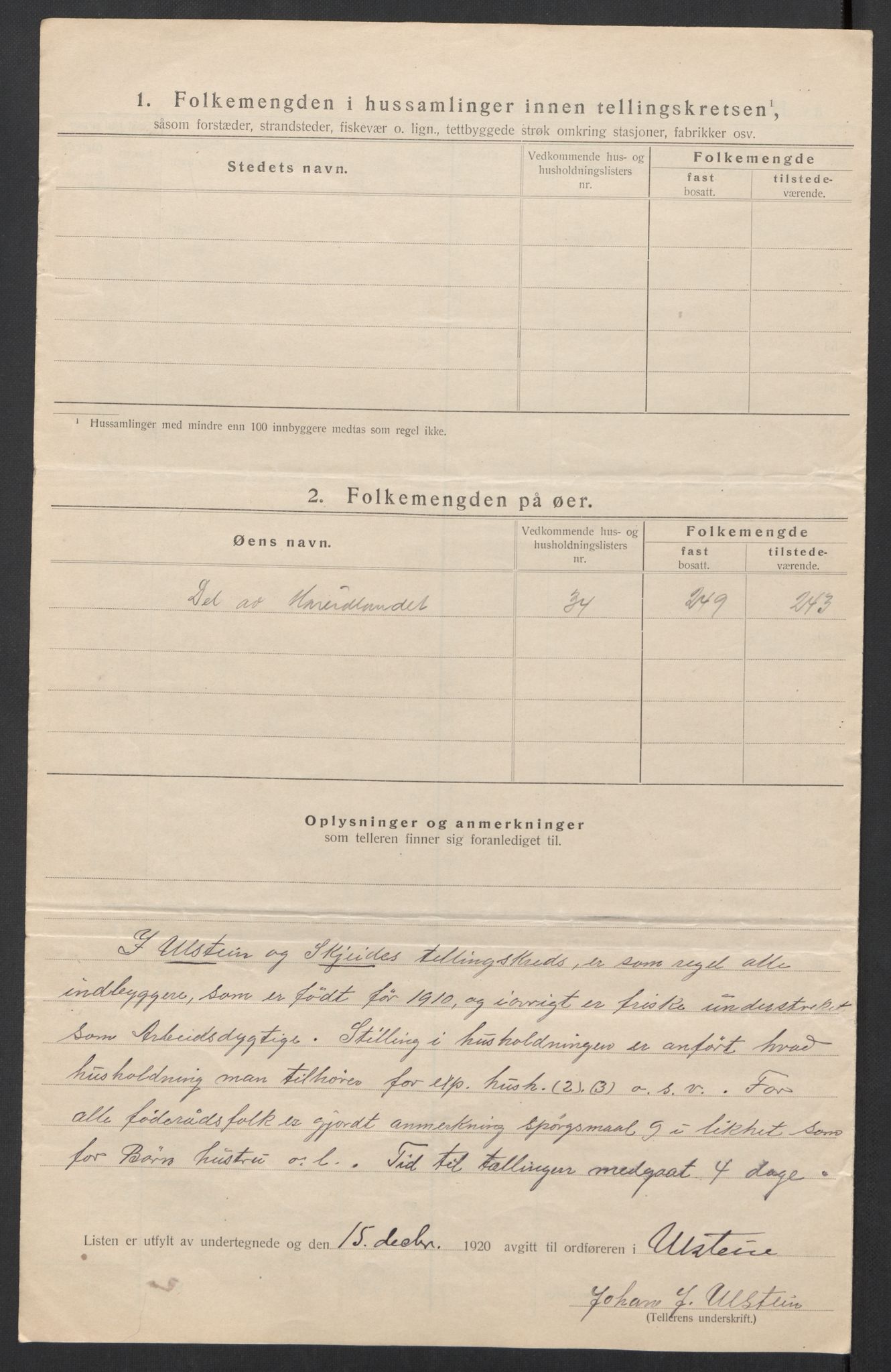 SAT, 1920 census for Ulstein, 1920, p. 19