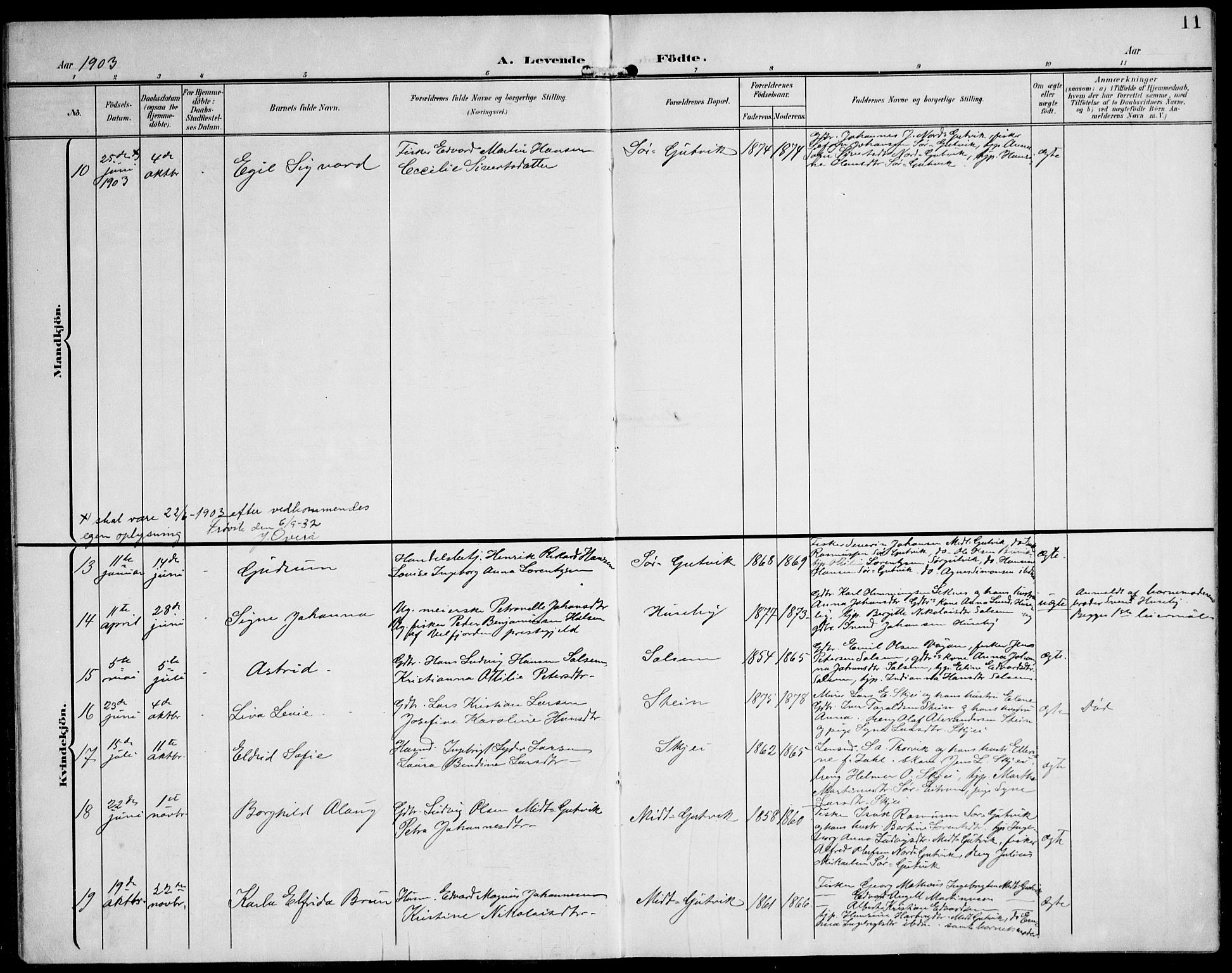 Ministerialprotokoller, klokkerbøker og fødselsregistre - Nord-Trøndelag, AV/SAT-A-1458/788/L0698: Parish register (official) no. 788A05, 1902-1921, p. 11