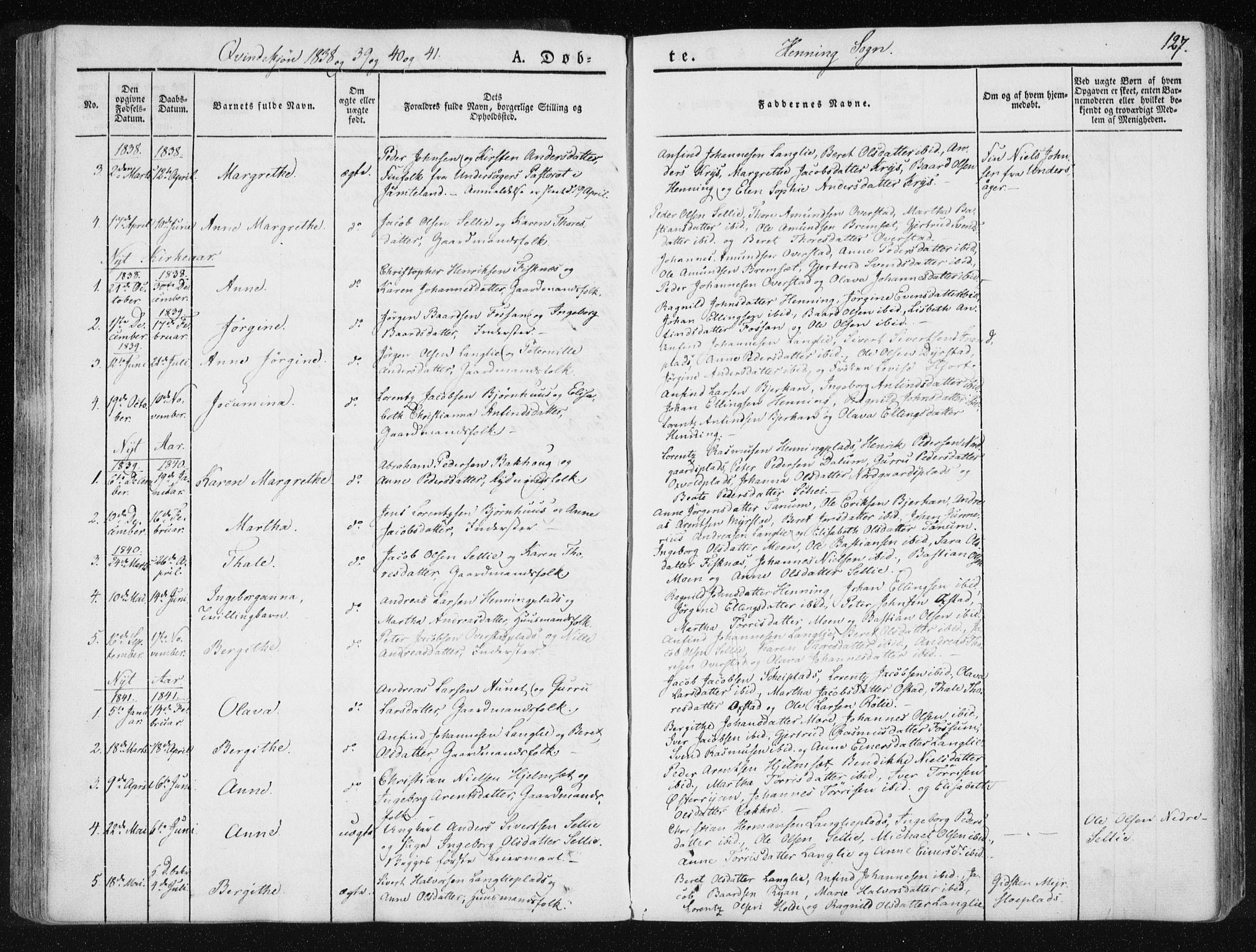 Ministerialprotokoller, klokkerbøker og fødselsregistre - Nord-Trøndelag, SAT/A-1458/735/L0339: Parish register (official) no. 735A06 /3, 1836-1848, p. 127