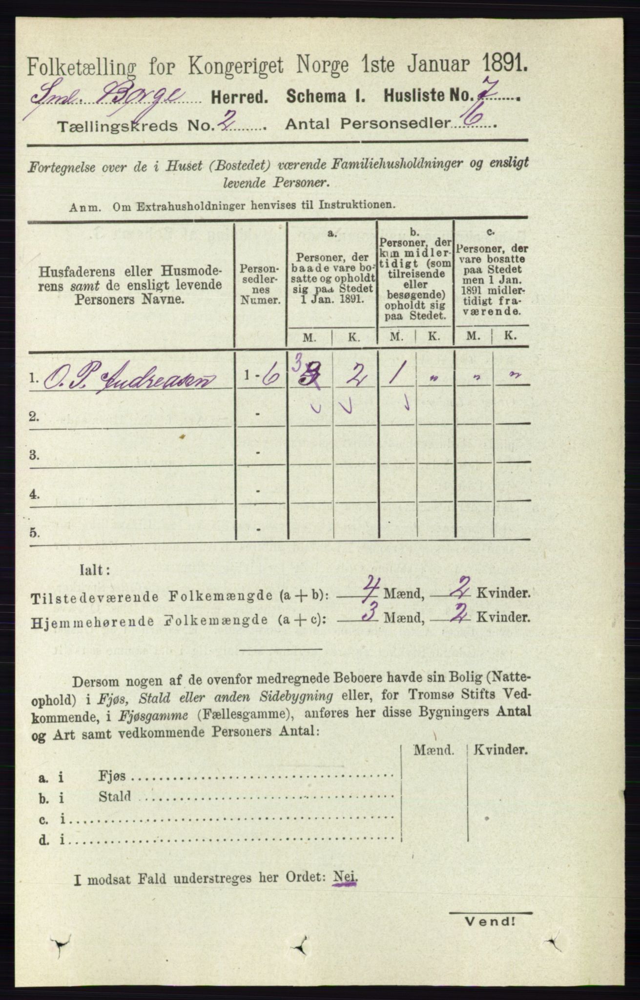 RA, 1891 census for 0113 Borge, 1891, p. 743