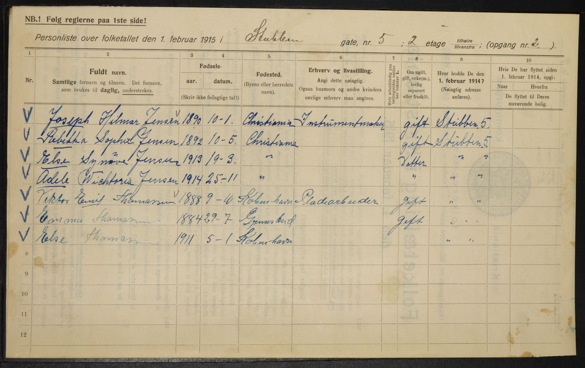 OBA, Municipal Census 1915 for Kristiania, 1915, p. 104679