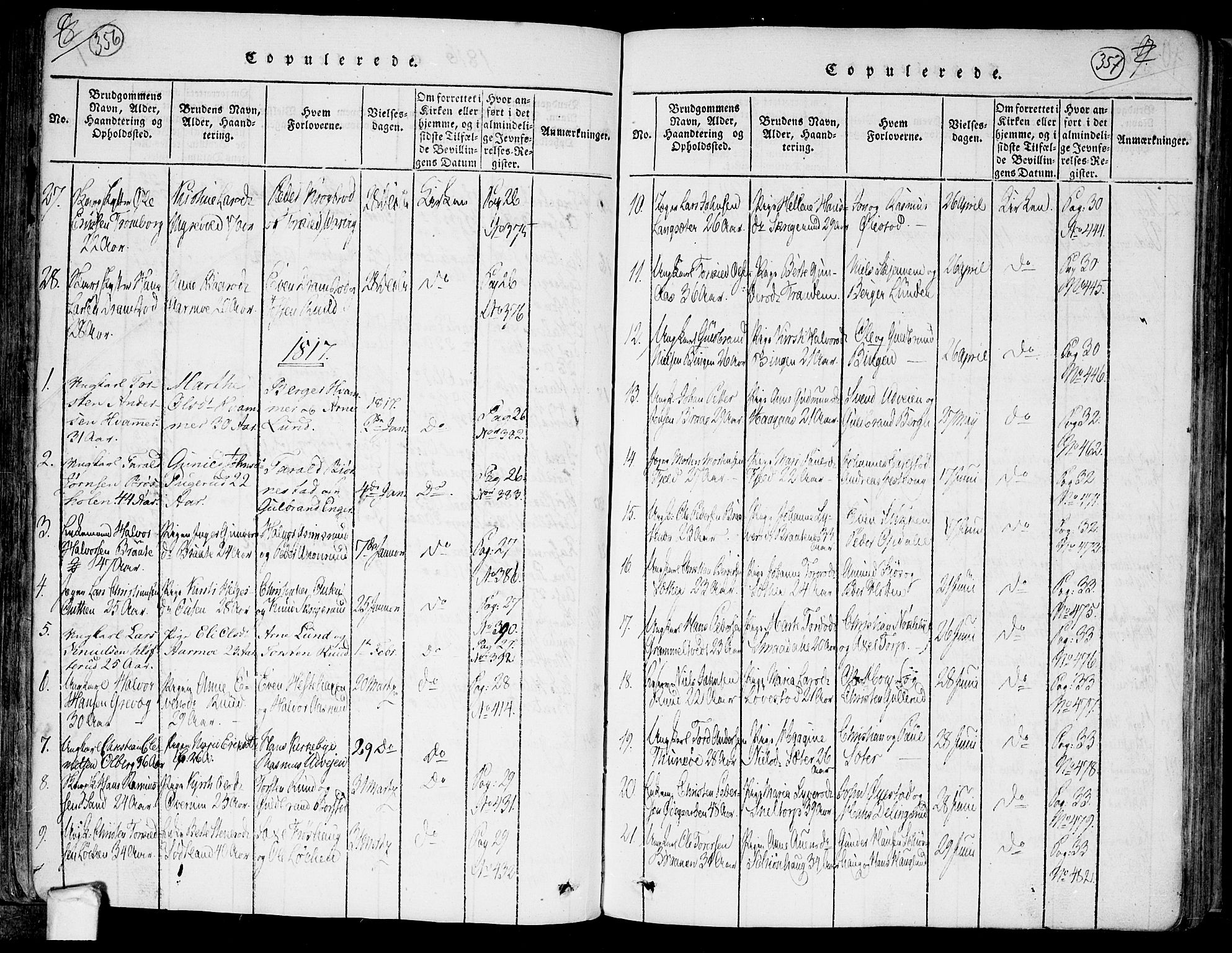 Trøgstad prestekontor Kirkebøker, AV/SAO-A-10925/F/Fa/L0006: Parish register (official) no. I 6, 1815-1844, p. 356-357