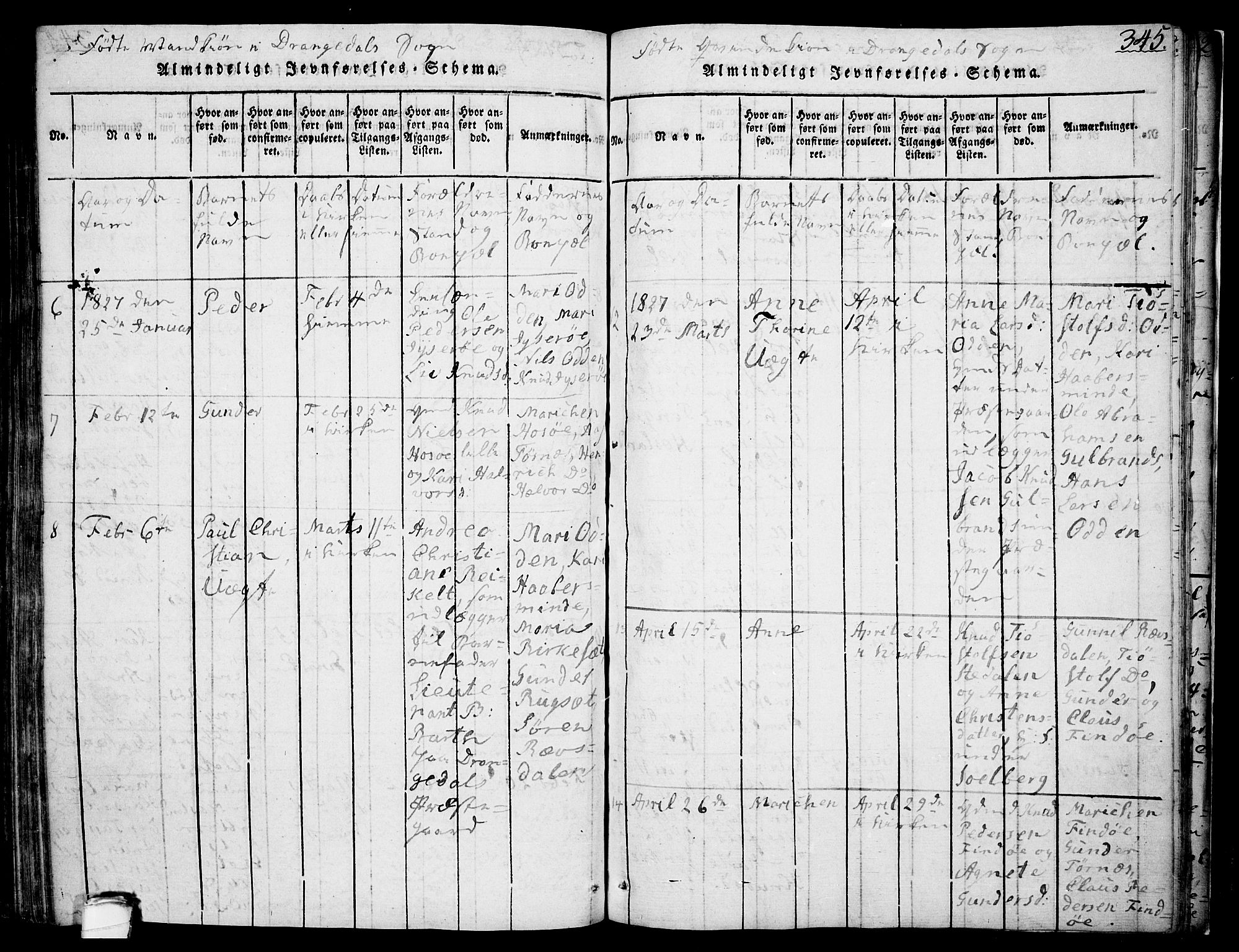 Drangedal kirkebøker, AV/SAKO-A-258/F/Fa/L0005: Parish register (official) no. 5 /1, 1814-1831, p. 345