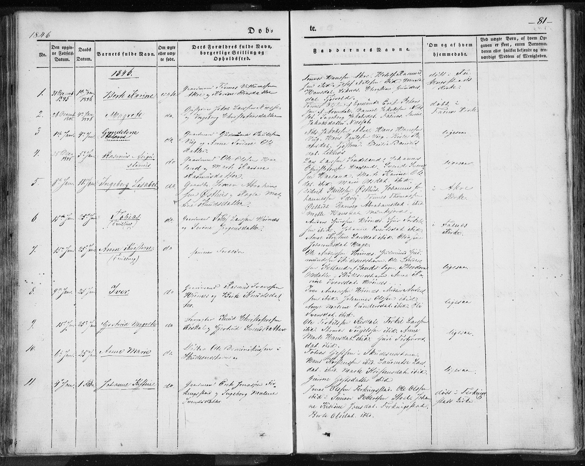 Skudenes sokneprestkontor, SAST/A -101849/H/Ha/Haa/L0002: Parish register (official) no. A 2.1, 1841-1846, p. 81