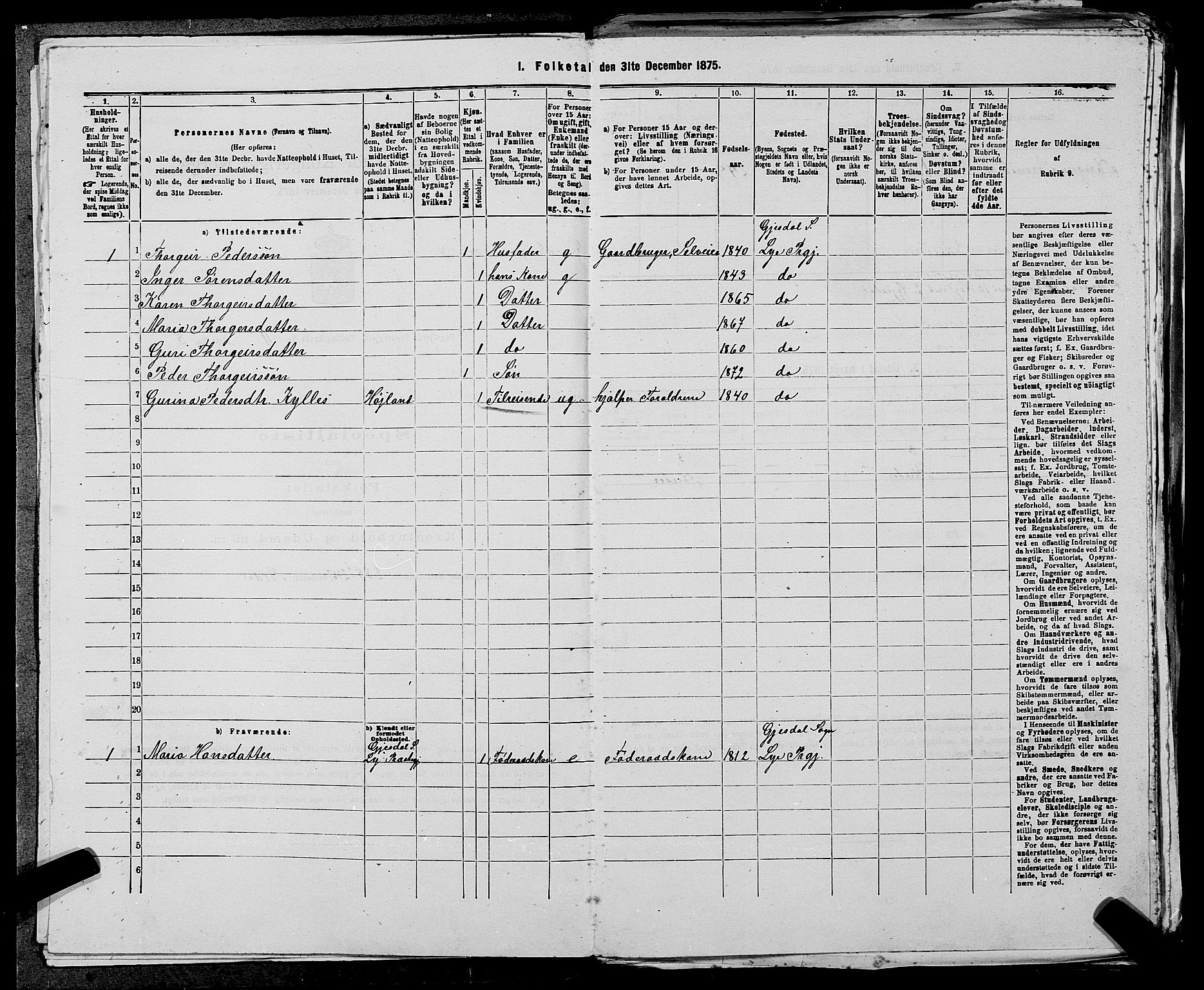 SAST, 1875 census for 1128P Høgsfjord, 1875, p. 895