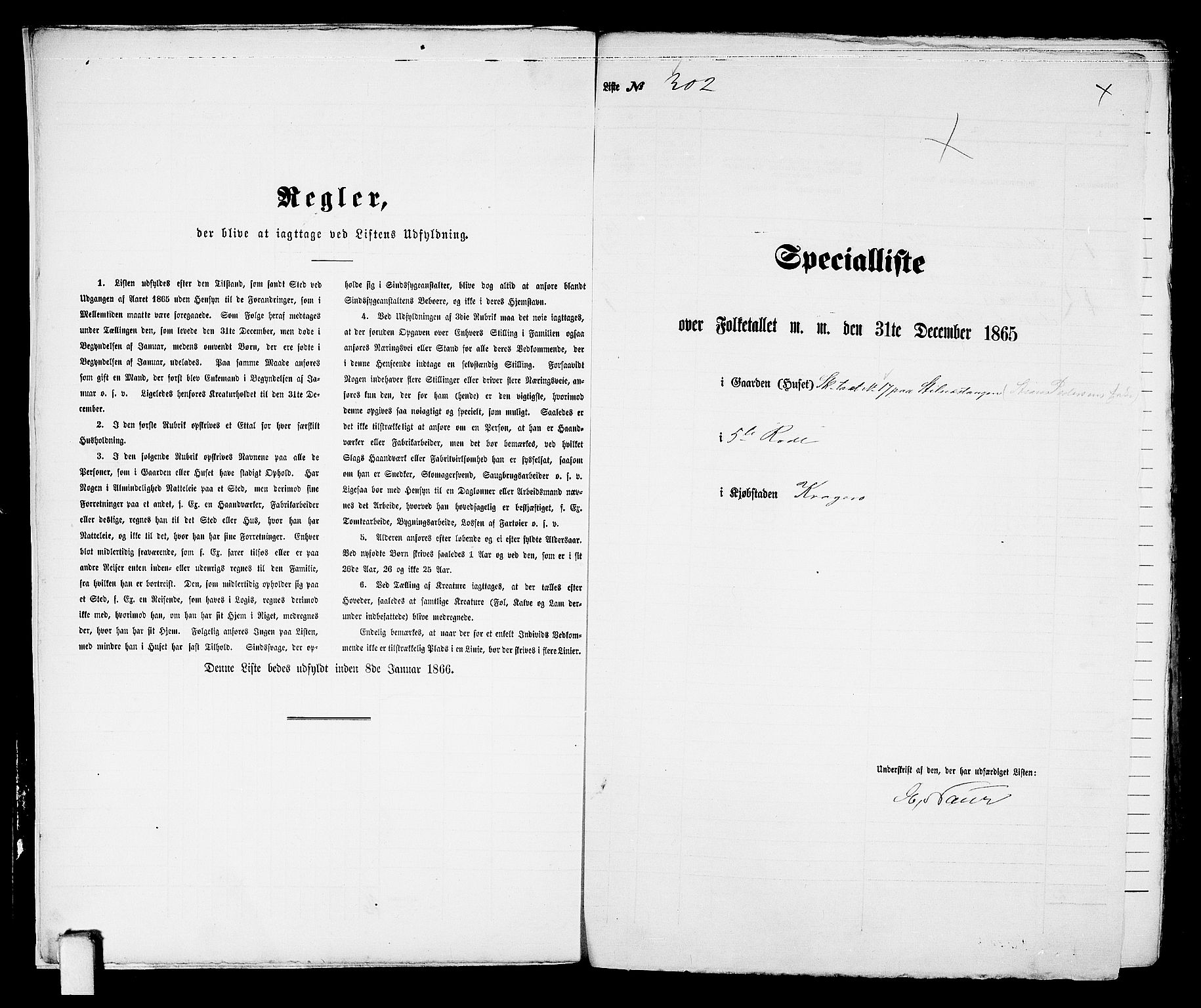 RA, 1865 census for Kragerø/Kragerø, 1865, p. 618