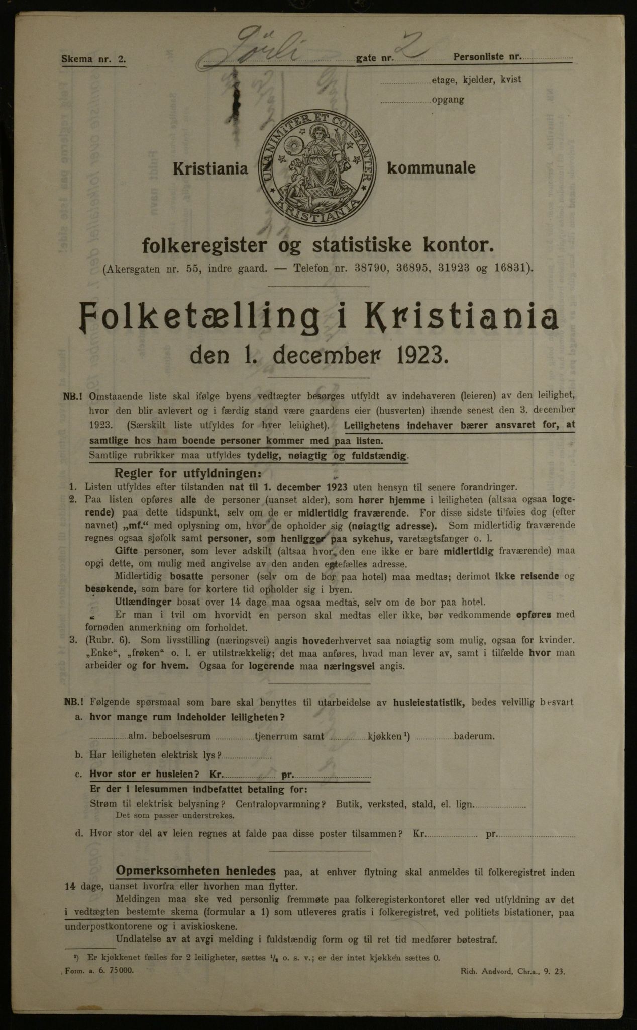 OBA, Municipal Census 1923 for Kristiania, 1923, p. 117848