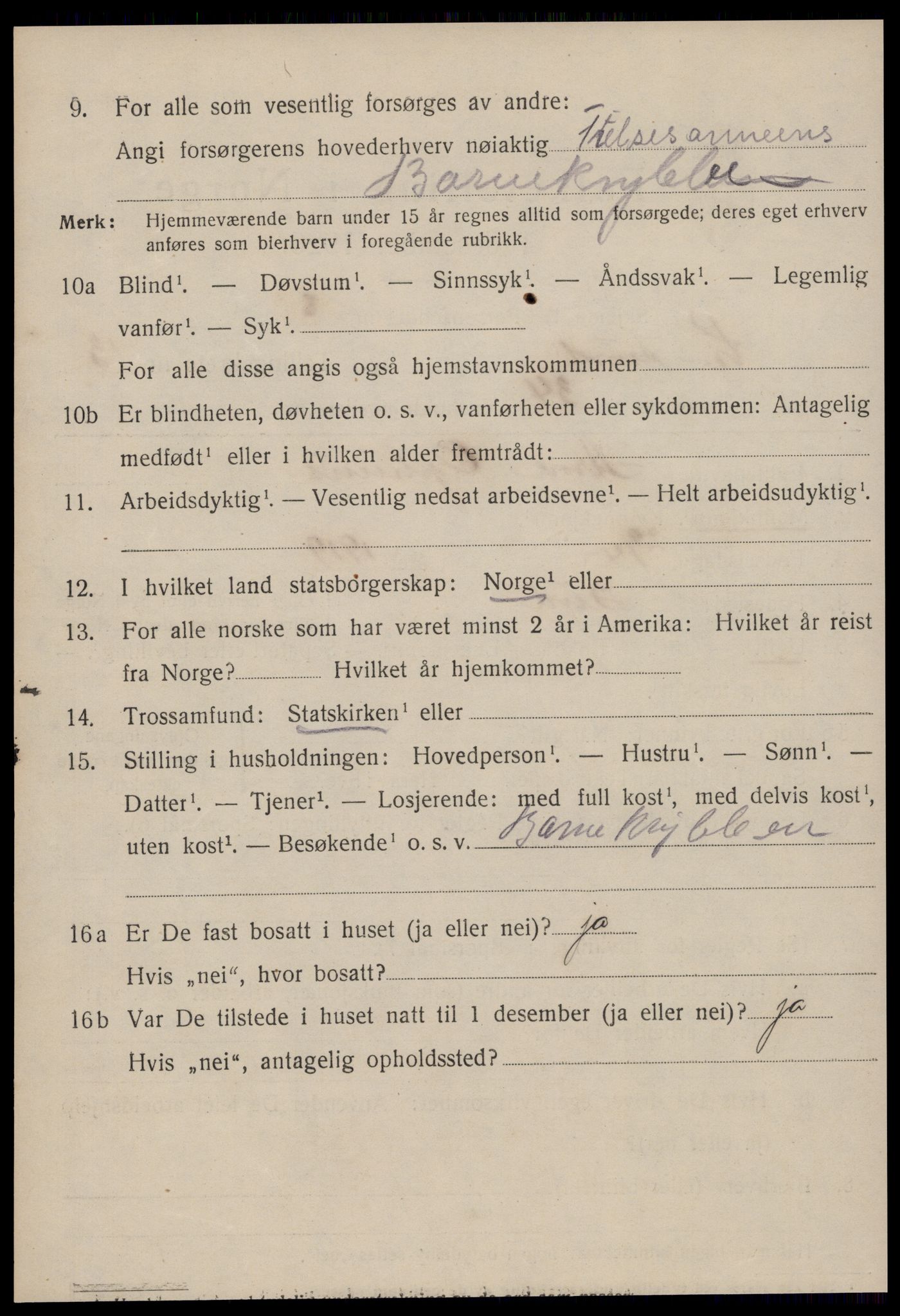 SAT, 1920 census for Kristiansund, 1920, p. 27494