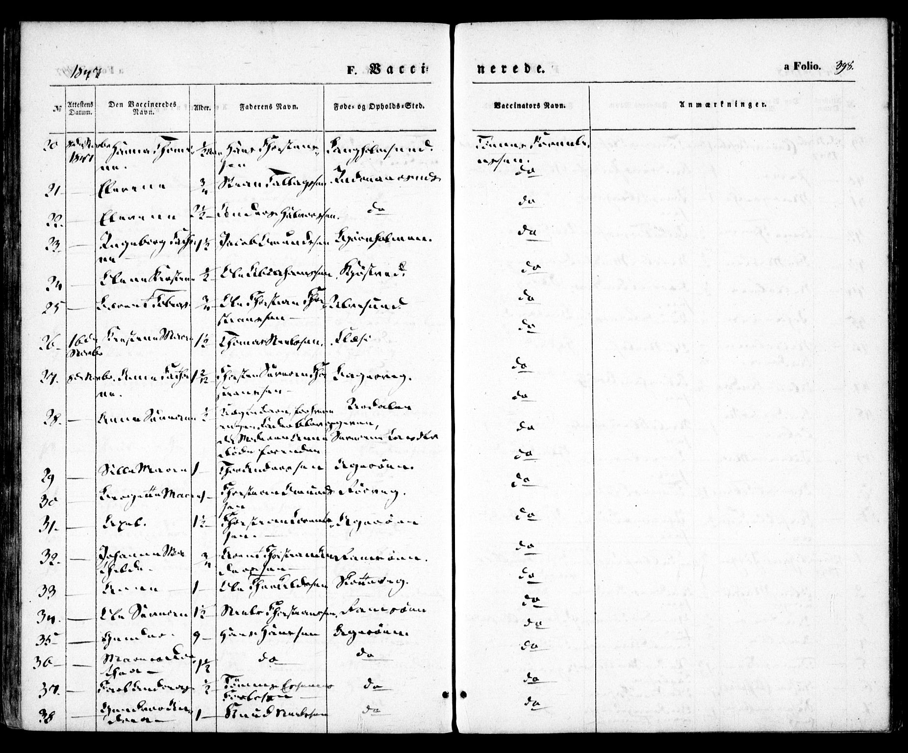 Høvåg sokneprestkontor, SAK/1111-0025/F/Fa/L0003: Parish register (official) no. A 3, 1843-1858, p. 398