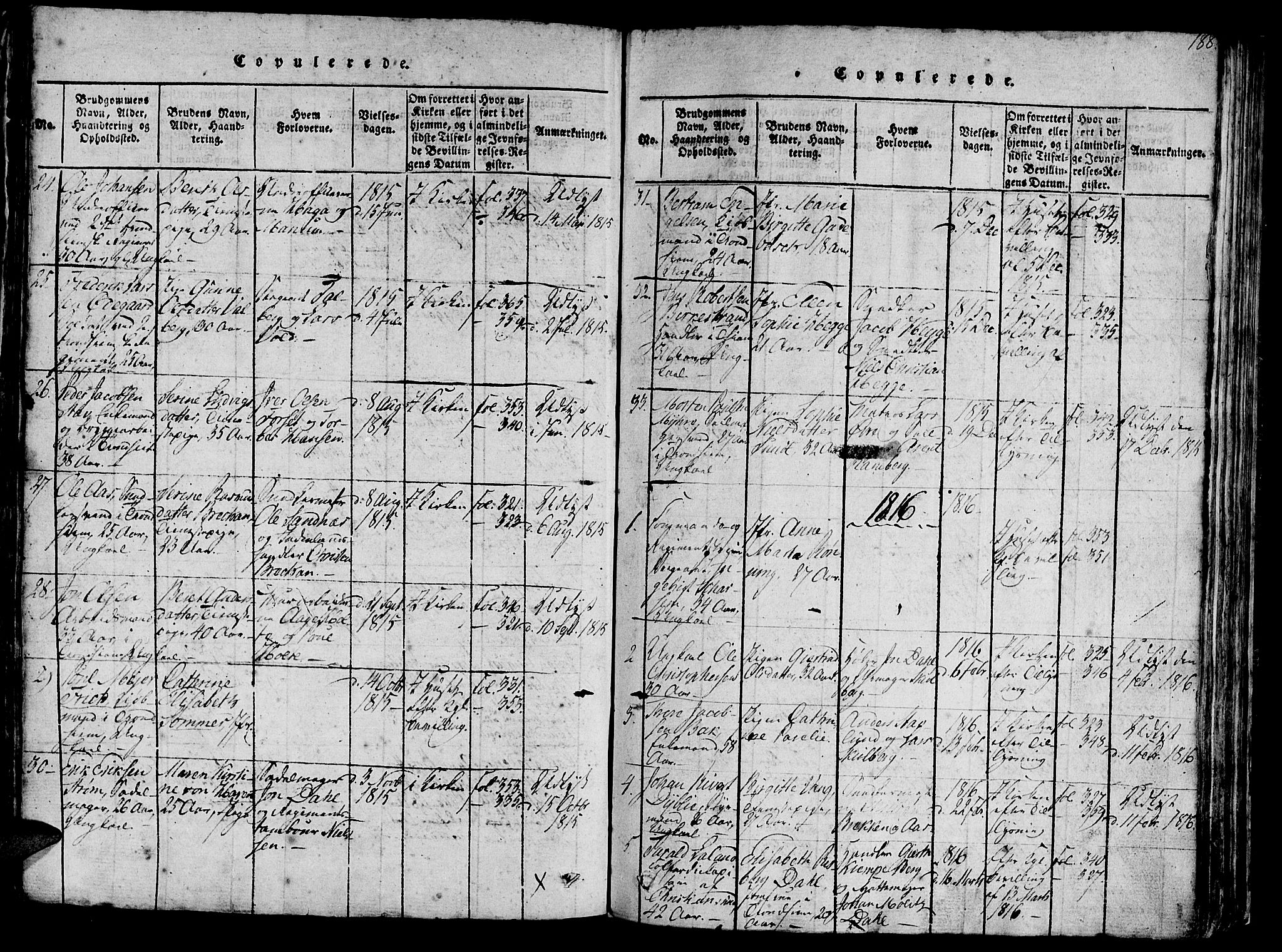 Ministerialprotokoller, klokkerbøker og fødselsregistre - Sør-Trøndelag, SAT/A-1456/602/L0135: Parish register (copy) no. 602C03, 1815-1832, p. 188