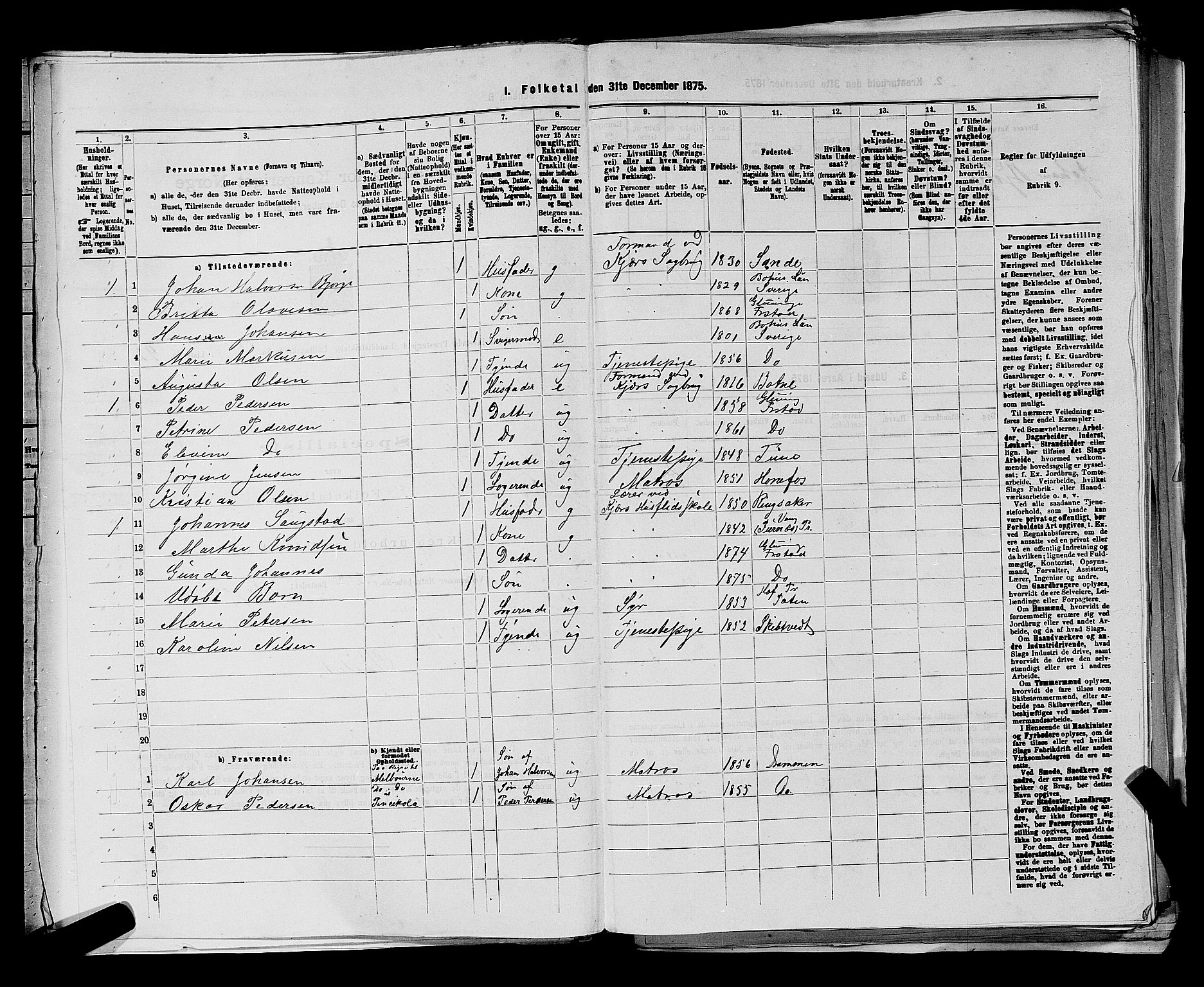 RA, 1875 census for 0132L Fredrikstad/Glemmen, 1875, p. 907