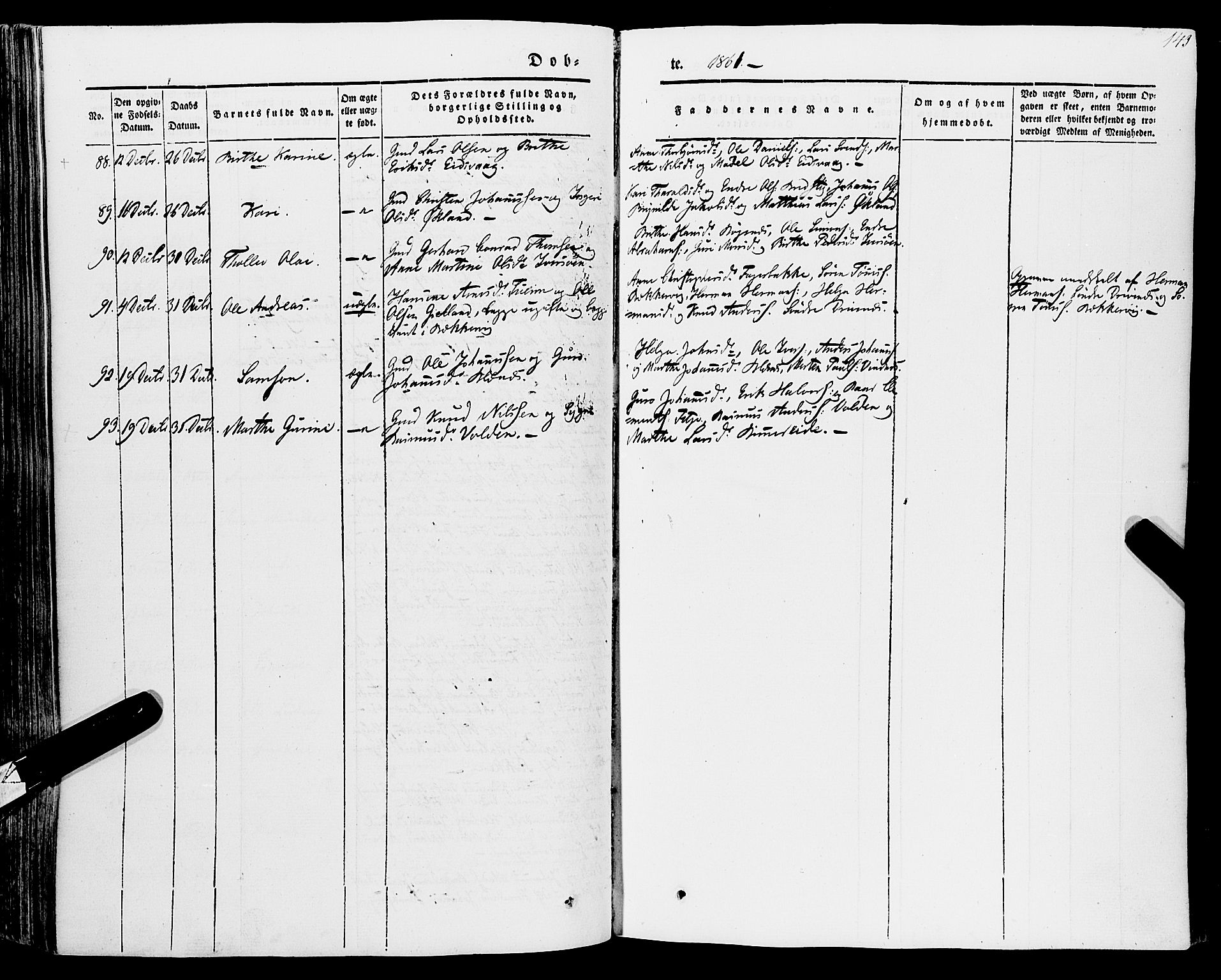 Stord sokneprestembete, AV/SAB-A-78201/H/Haa: Parish register (official) no. A 7, 1841-1861, p. 143