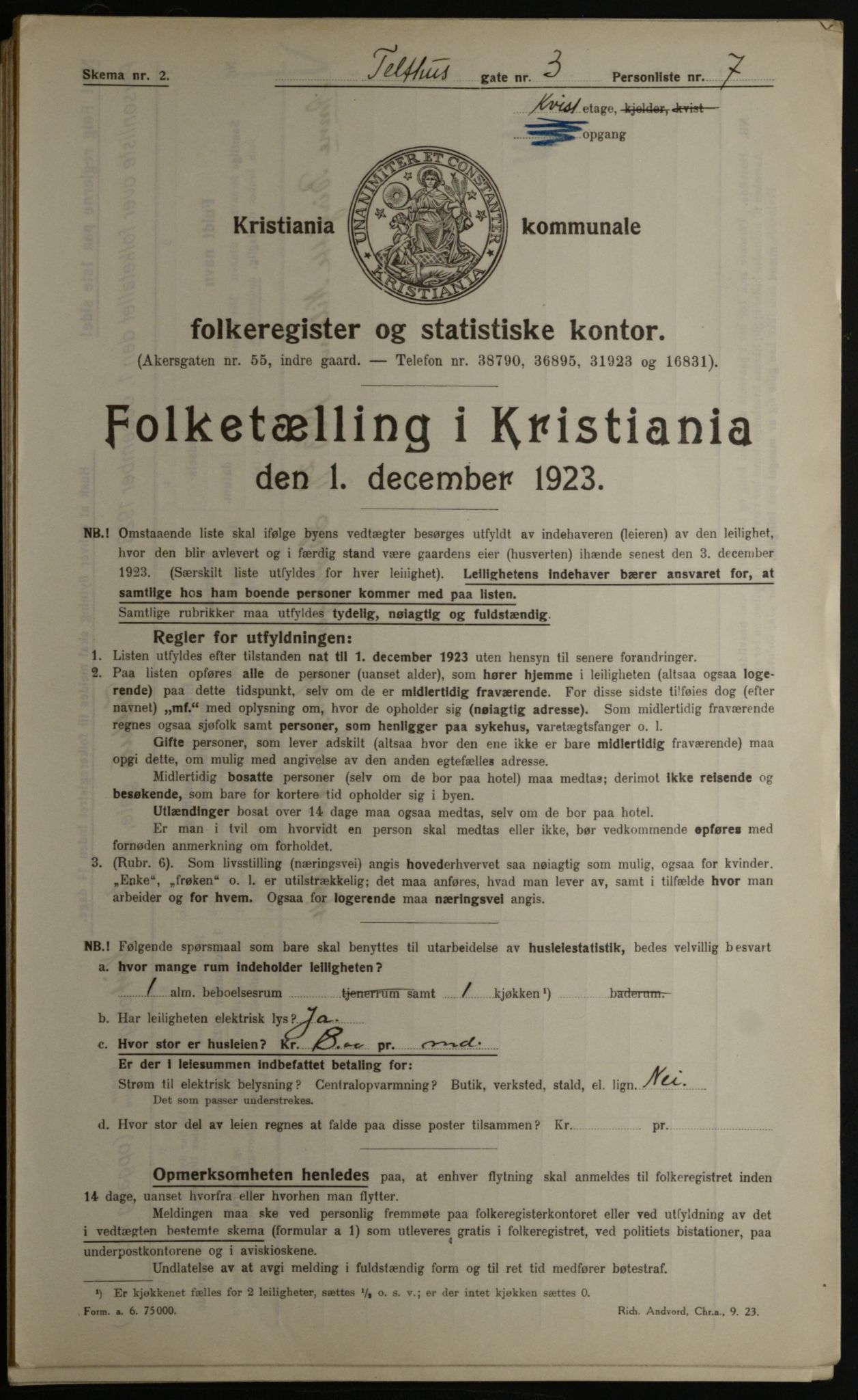 OBA, Municipal Census 1923 for Kristiania, 1923, p. 118811