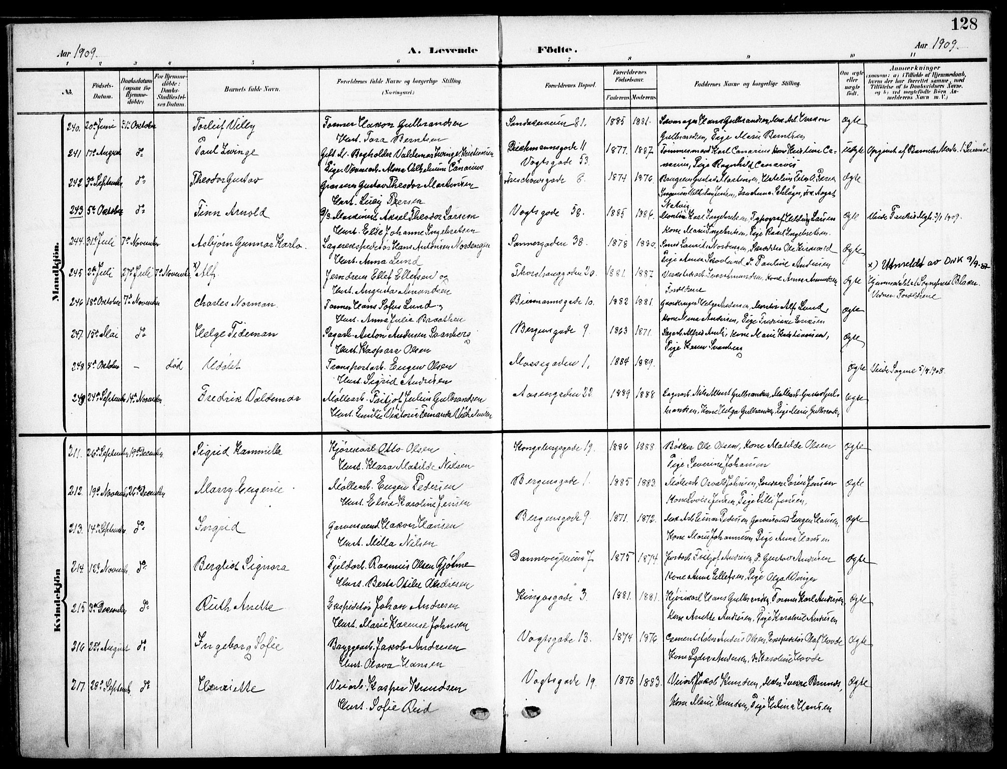 Sagene prestekontor Kirkebøker, AV/SAO-A-10796/F/L0007: Parish register (official) no. 7, 1905-1915, p. 128