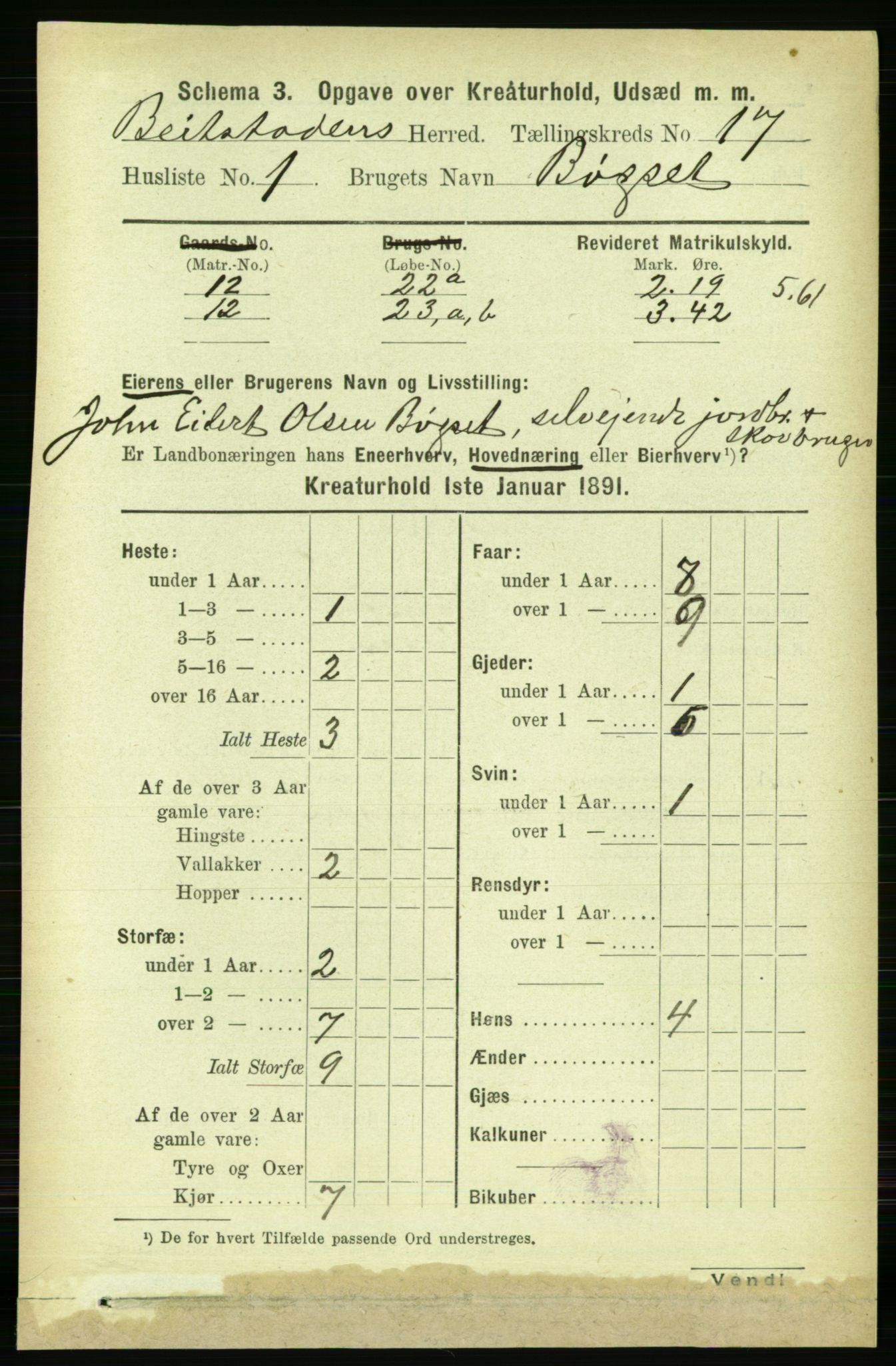 RA, 1891 census for 1727 Beitstad, 1891, p. 6705