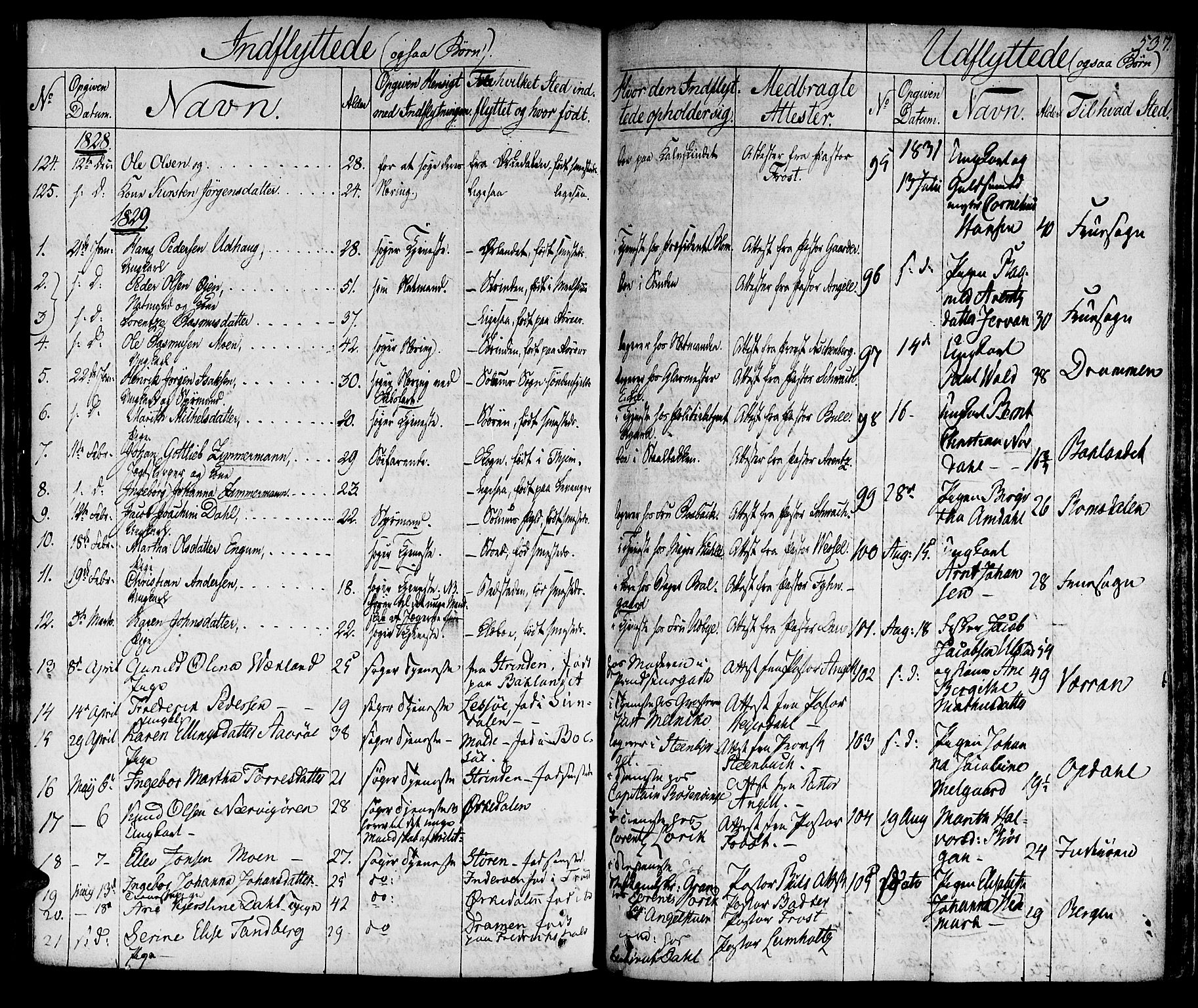 Ministerialprotokoller, klokkerbøker og fødselsregistre - Sør-Trøndelag, SAT/A-1456/601/L0045: Parish register (official) no. 601A13, 1821-1831, p. 537
