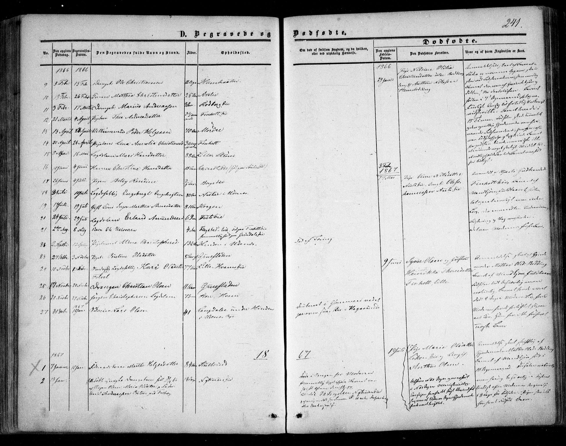 Nes prestekontor Kirkebøker, SAO/A-10410/F/Fc/L0001: Parish register (official) no. III 1, 1859-1882, p. 241