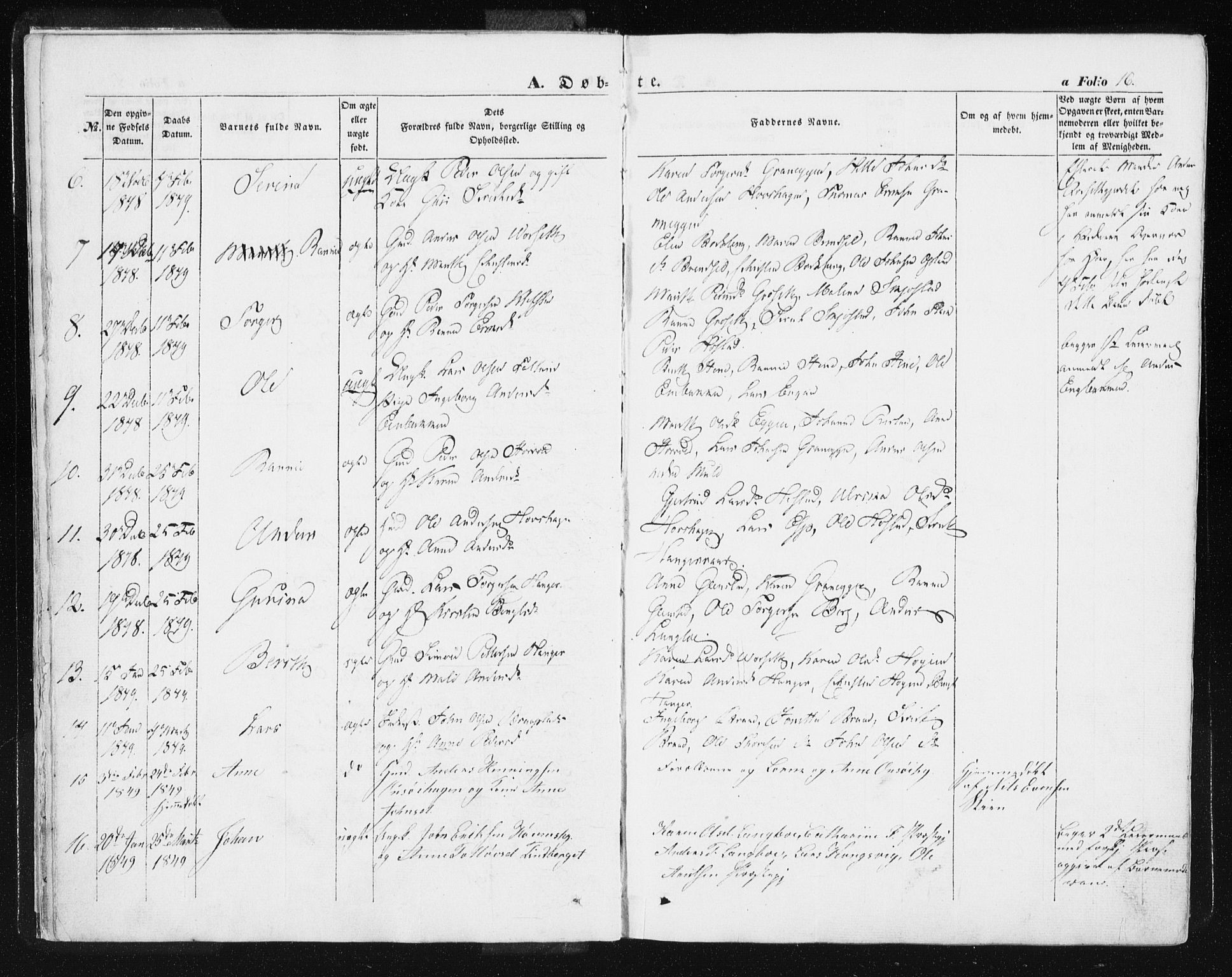 Ministerialprotokoller, klokkerbøker og fødselsregistre - Sør-Trøndelag, SAT/A-1456/612/L0376: Parish register (official) no. 612A08, 1846-1859, p. 16