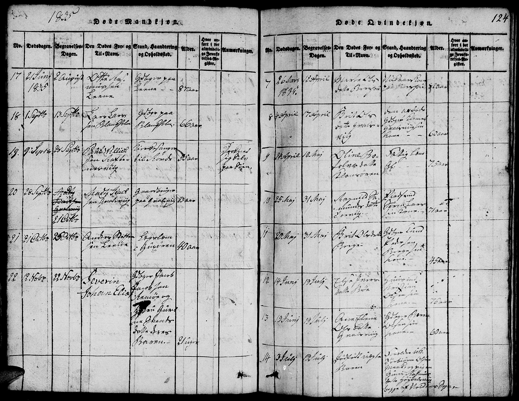 Ministerialprotokoller, klokkerbøker og fødselsregistre - Møre og Romsdal, AV/SAT-A-1454/507/L0078: Parish register (copy) no. 507C01, 1816-1840, p. 124